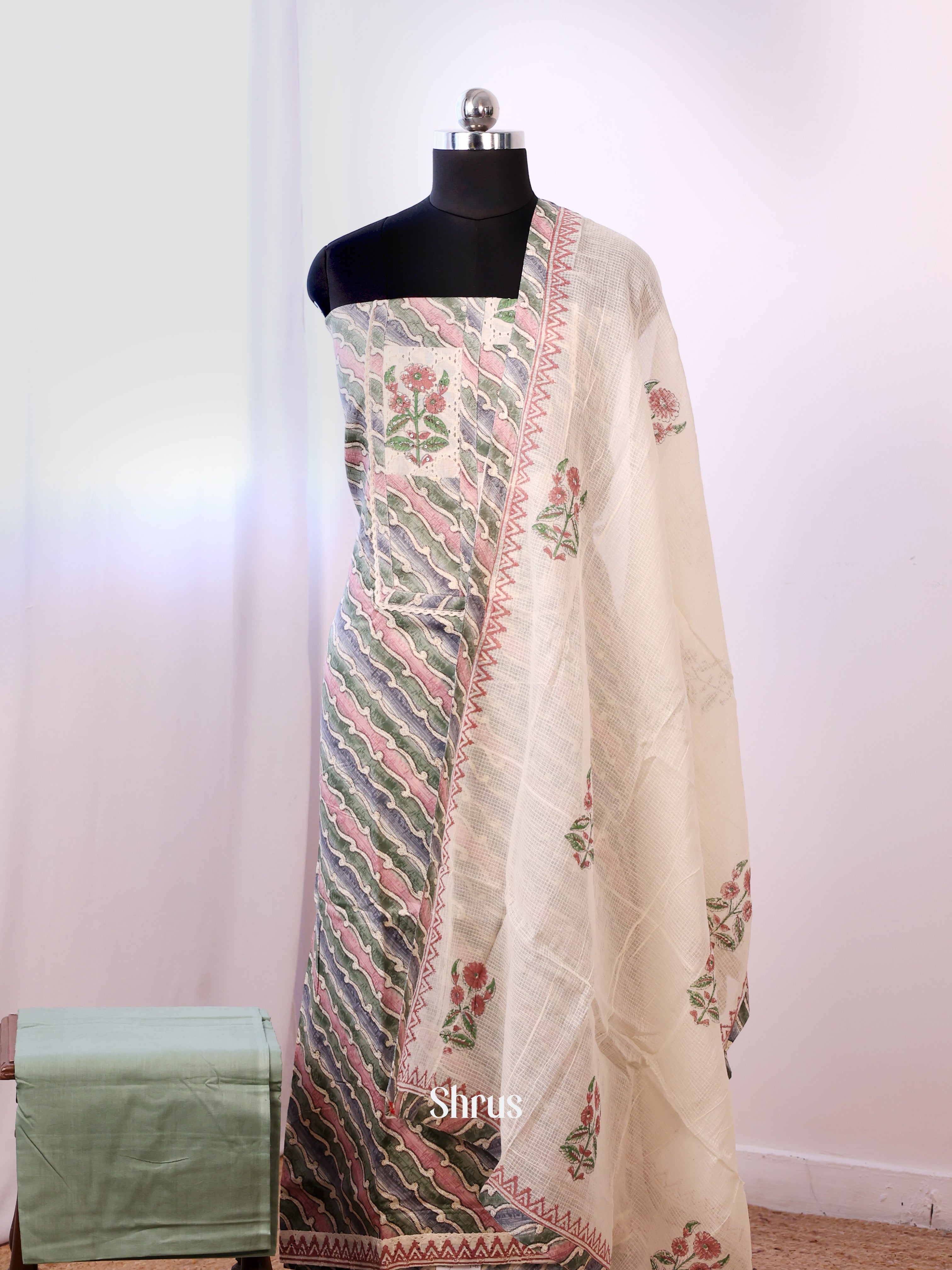 Green & Cream - Cotton salwar - Shop on Shrus.com