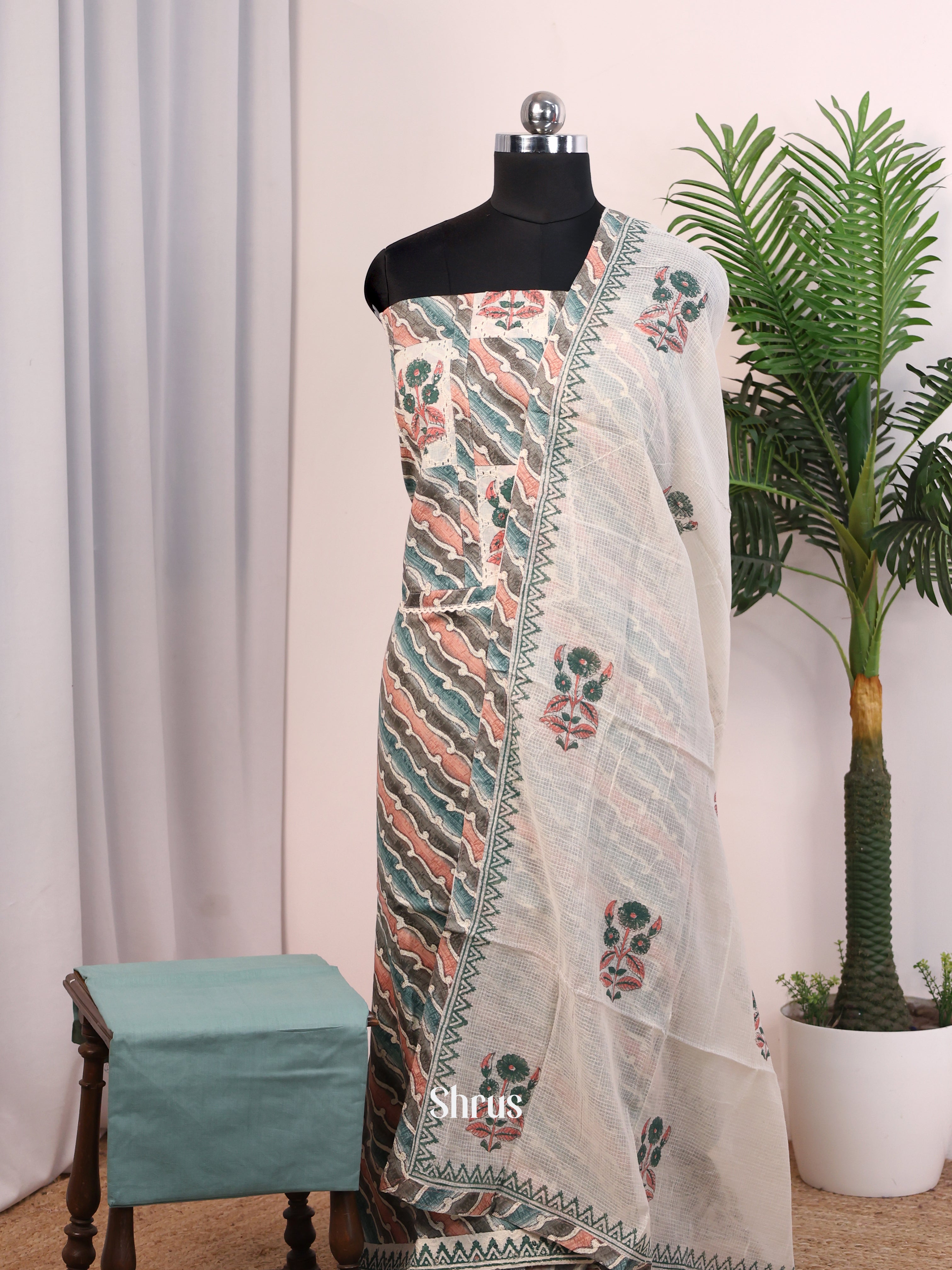 green & Cream- Cotton salwar - Shop on Shrus.com