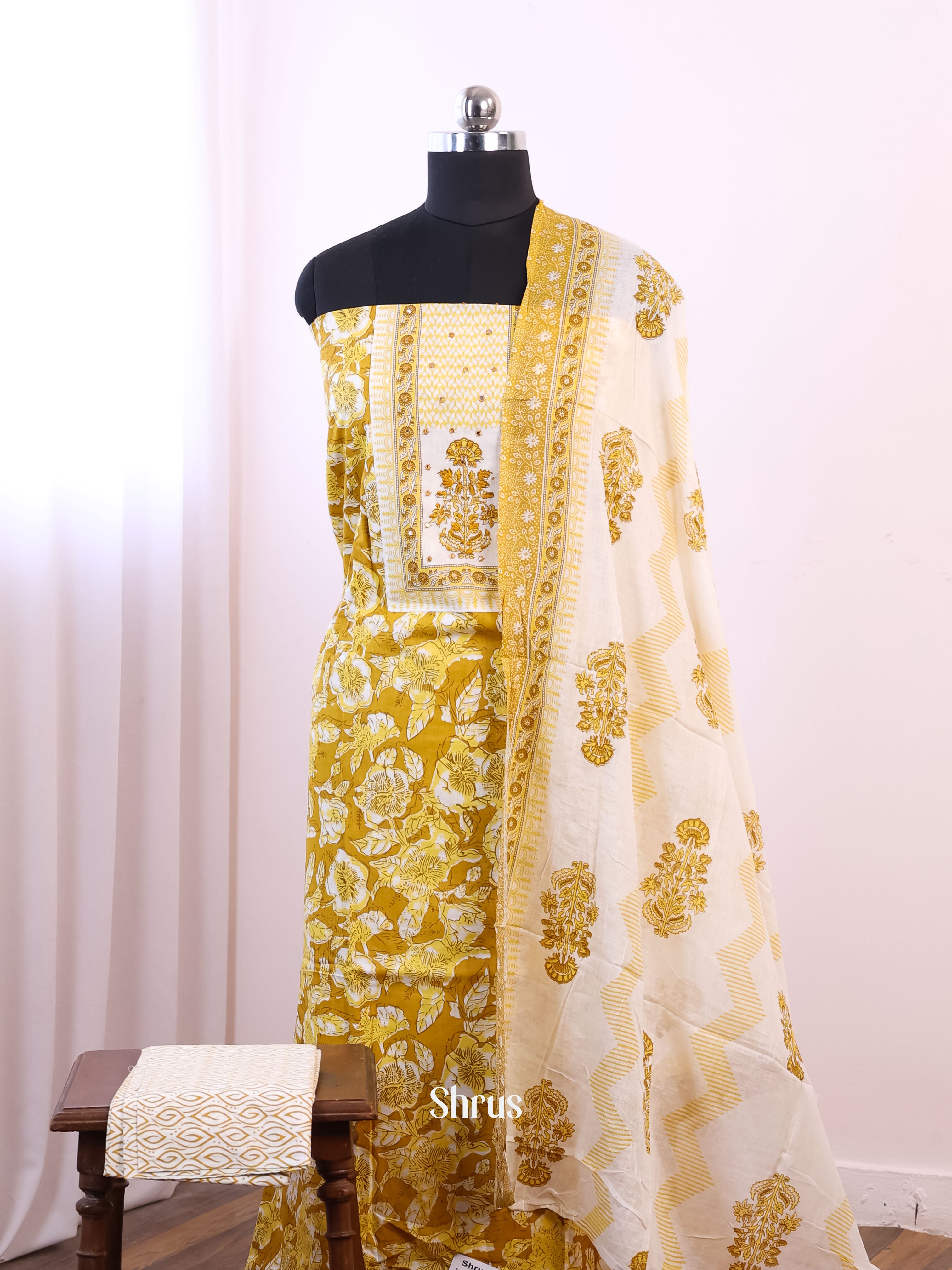 Green & White- Cotton salwar - Shop on Shrus.com