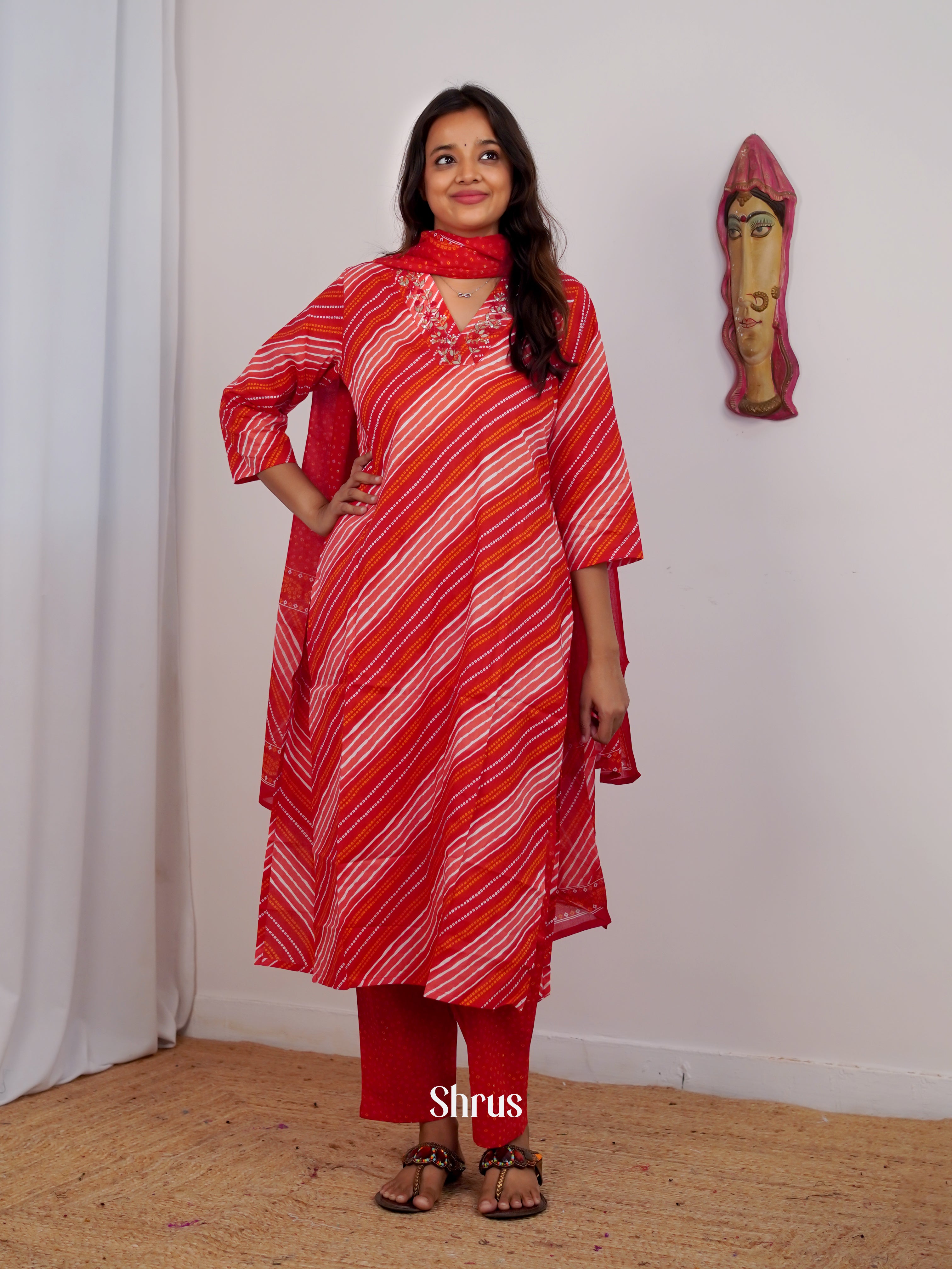 Red- 3pc Readymade Suits - Shop on Shrus.com