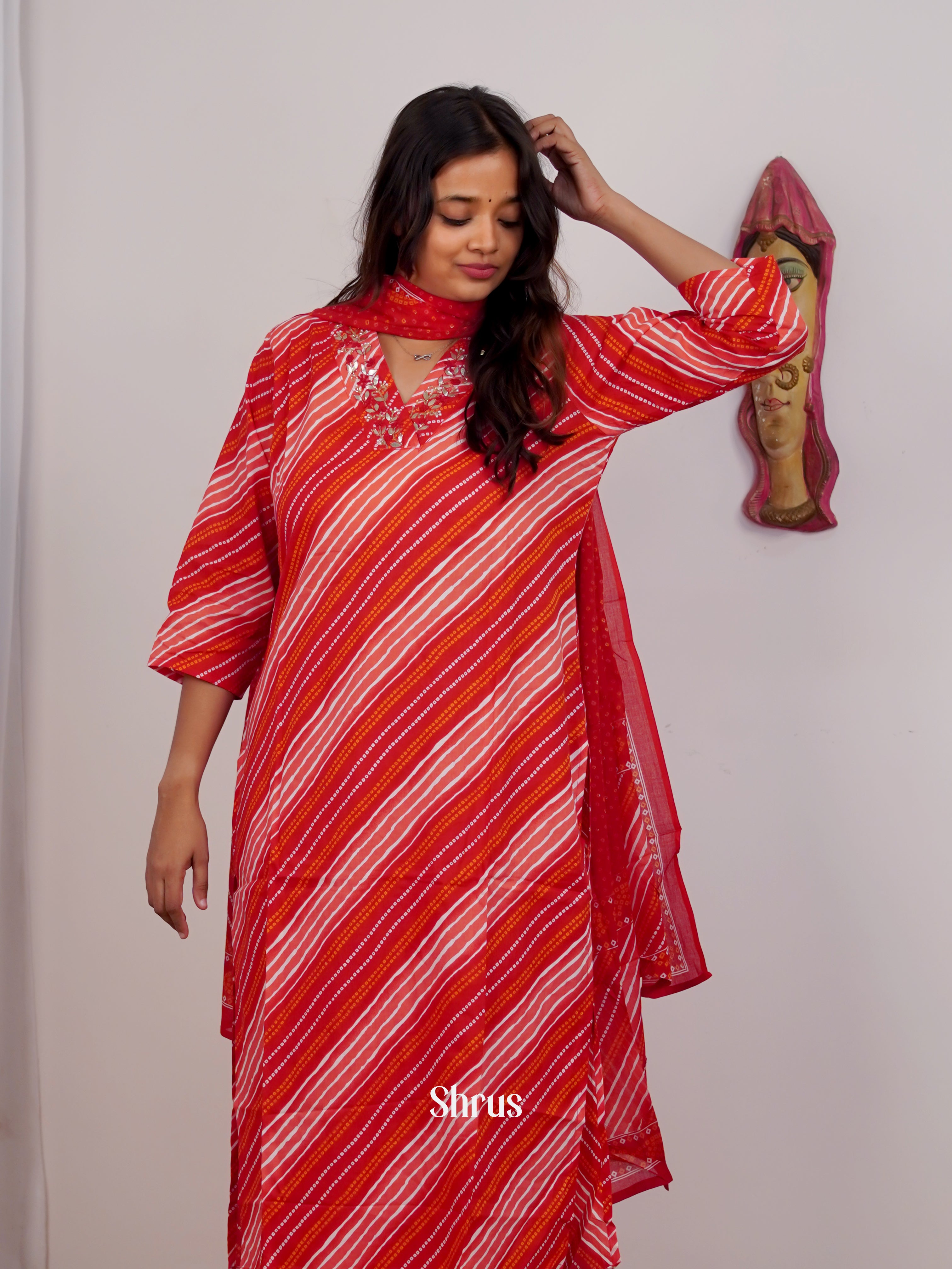 Red- 3pc Readymade Suits - Shop on Shrus.com