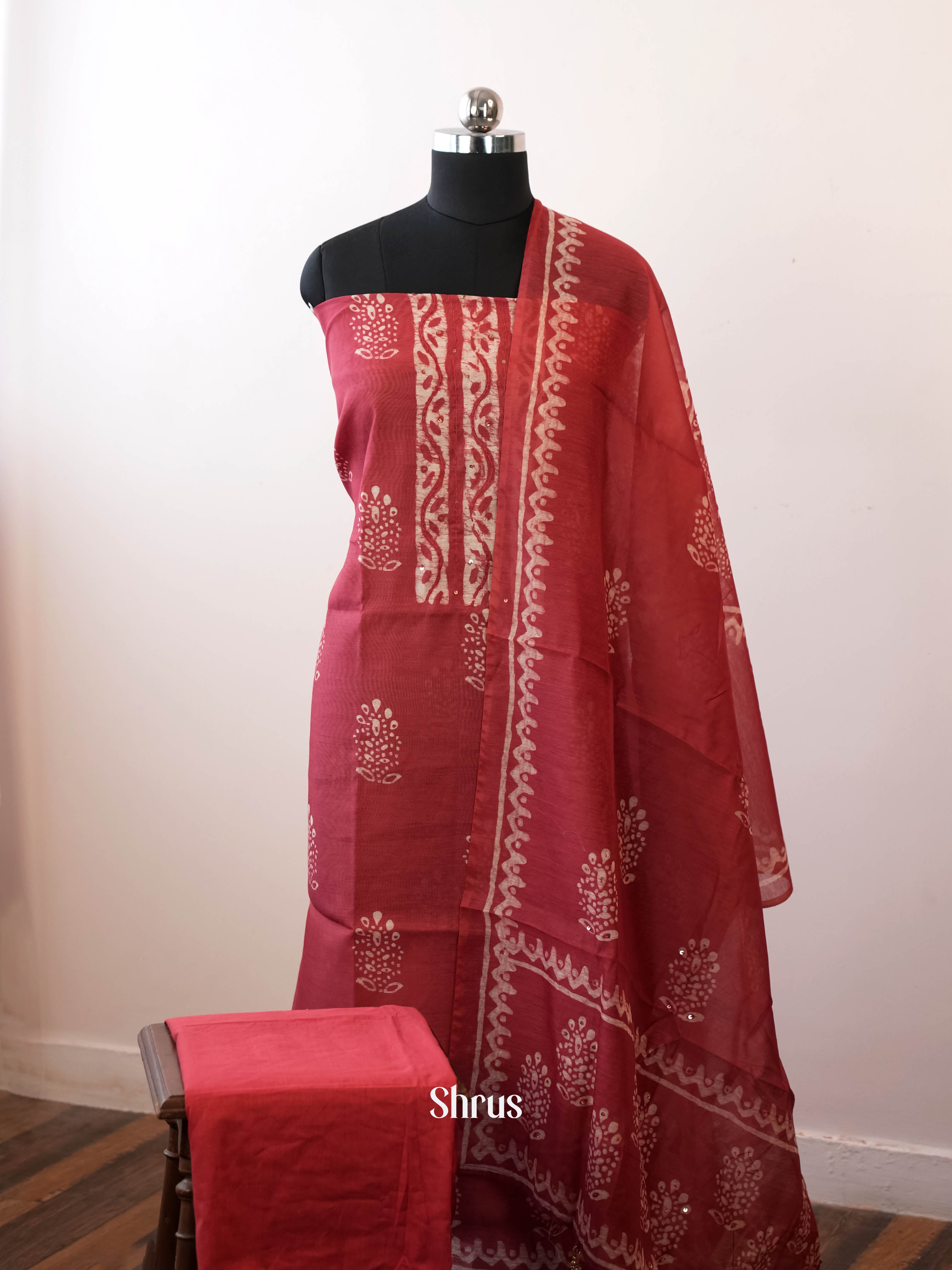 Red - Chanderi salwar - Shop on Shrus.com