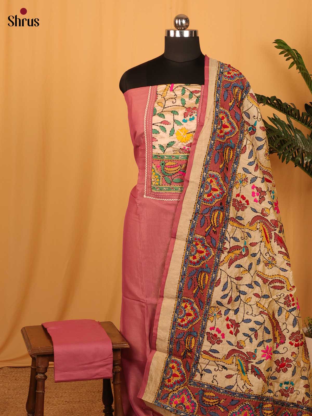 Pink & Cream - Chanderi salwar - Shop on Shrus.com