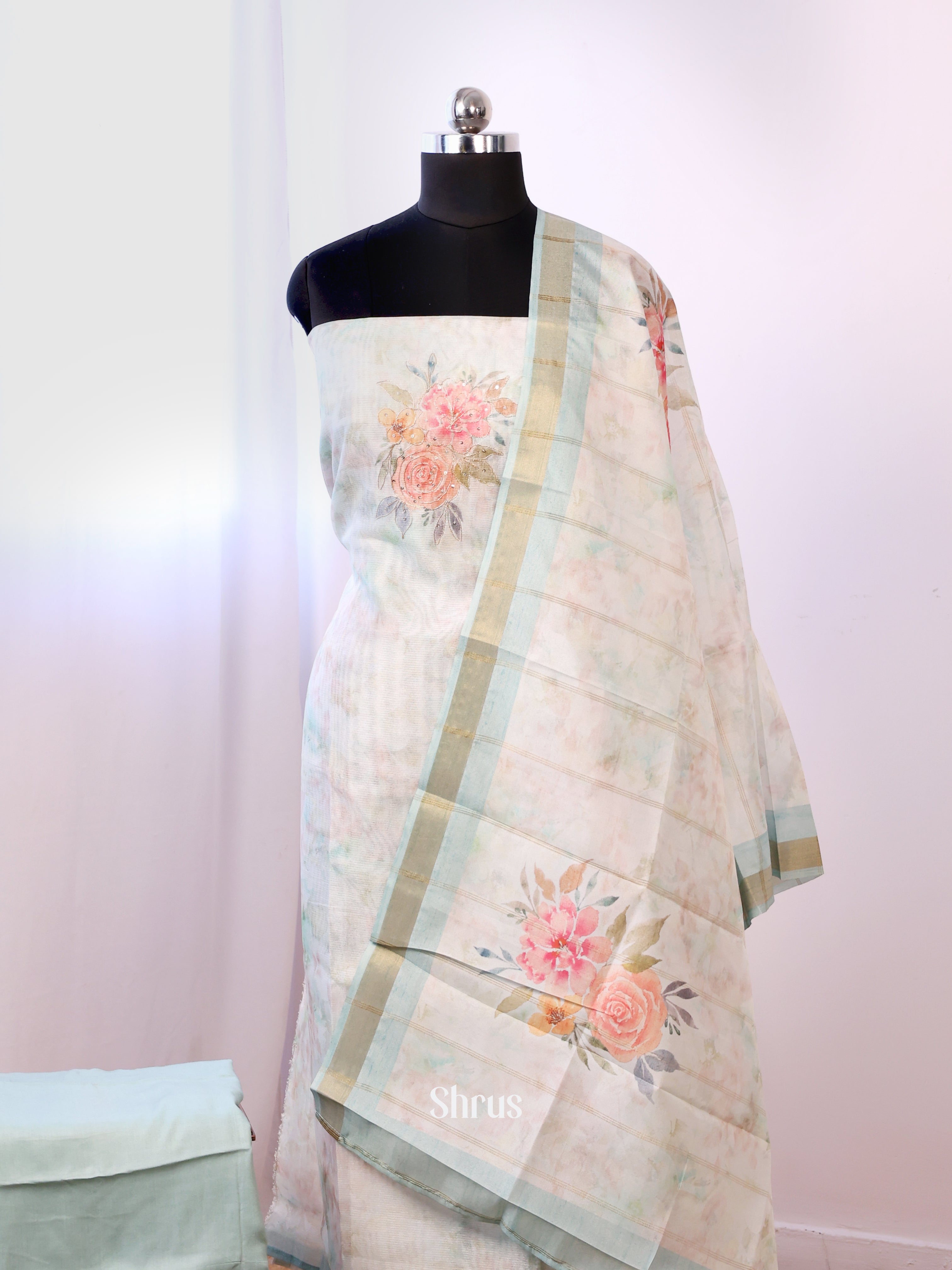 White & Blue - Chanderi salwar - Shop on Shrus.com
