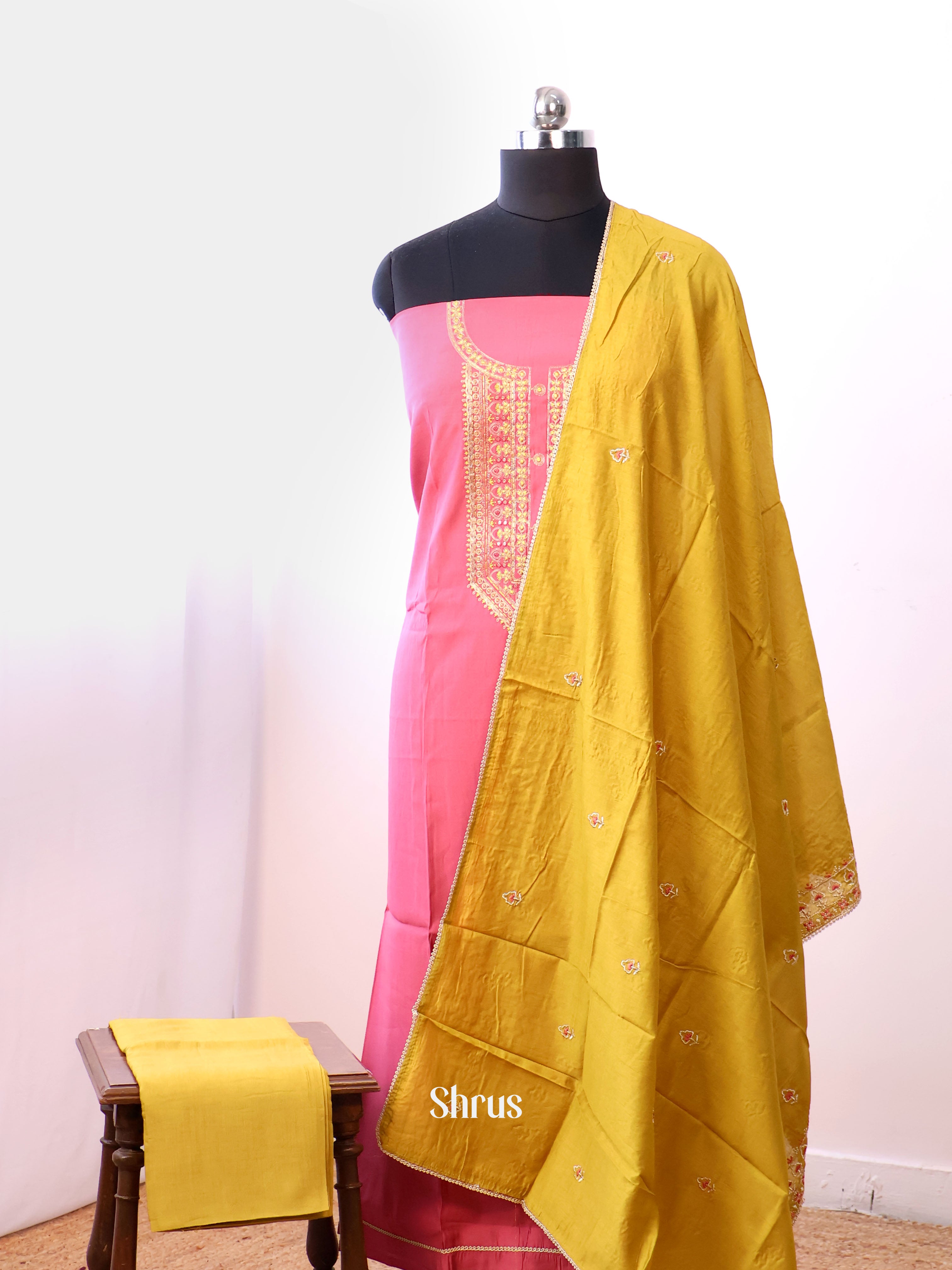 Pink & Yellow - Chanderi salwar - Shop on Shrus.com