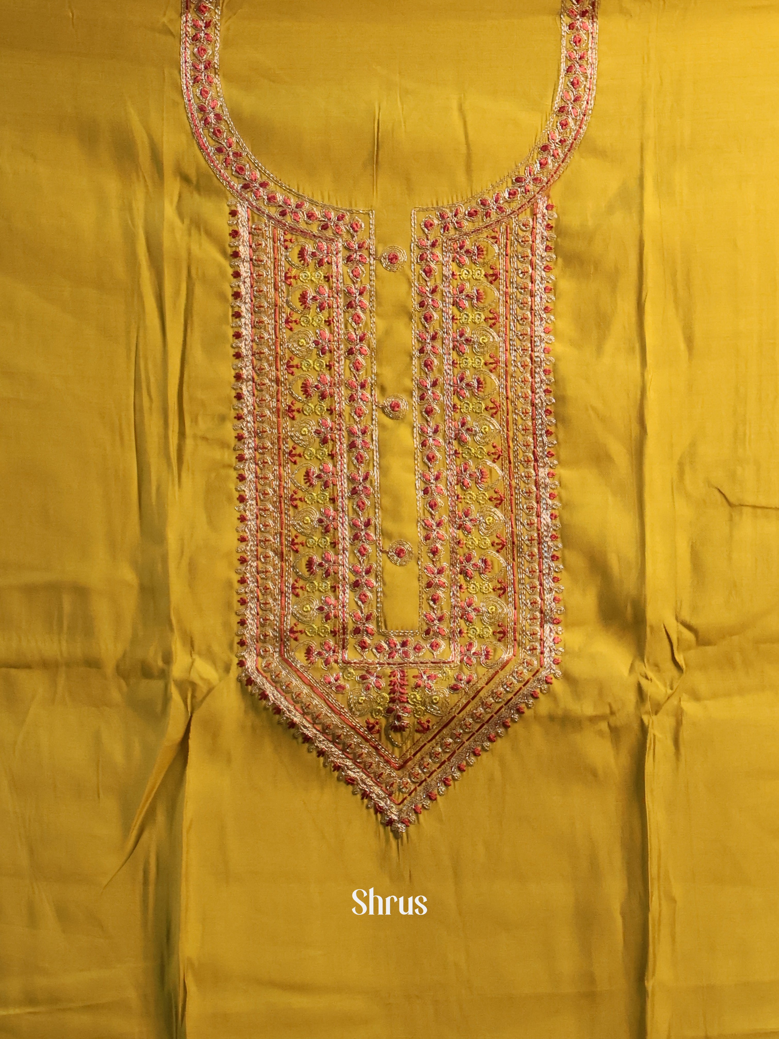 Mustardy Green & Red - Chanderi salwar - Shop on Shrus.com