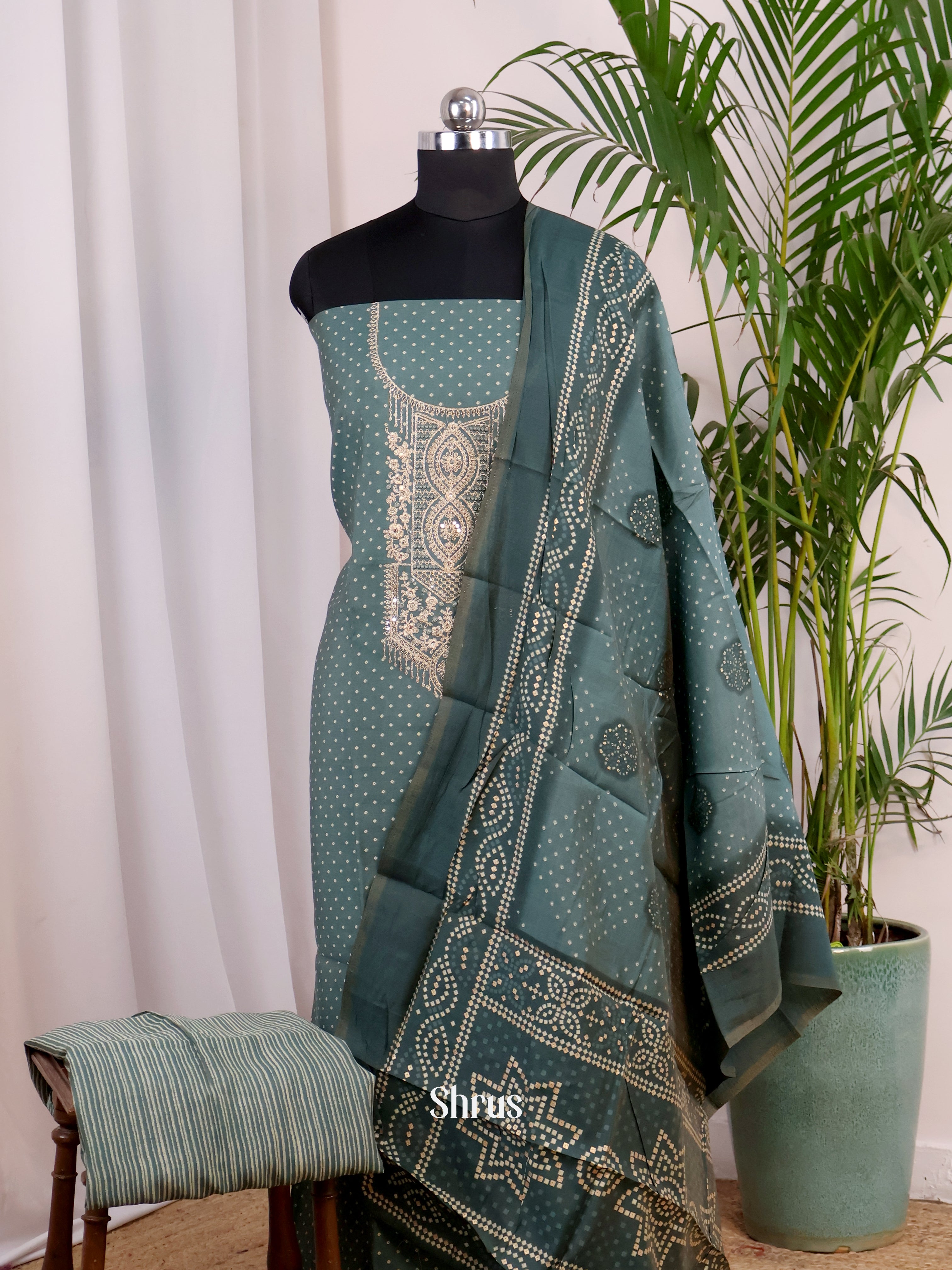 Grey - Chanderi salwar - Shop on Shrus.com