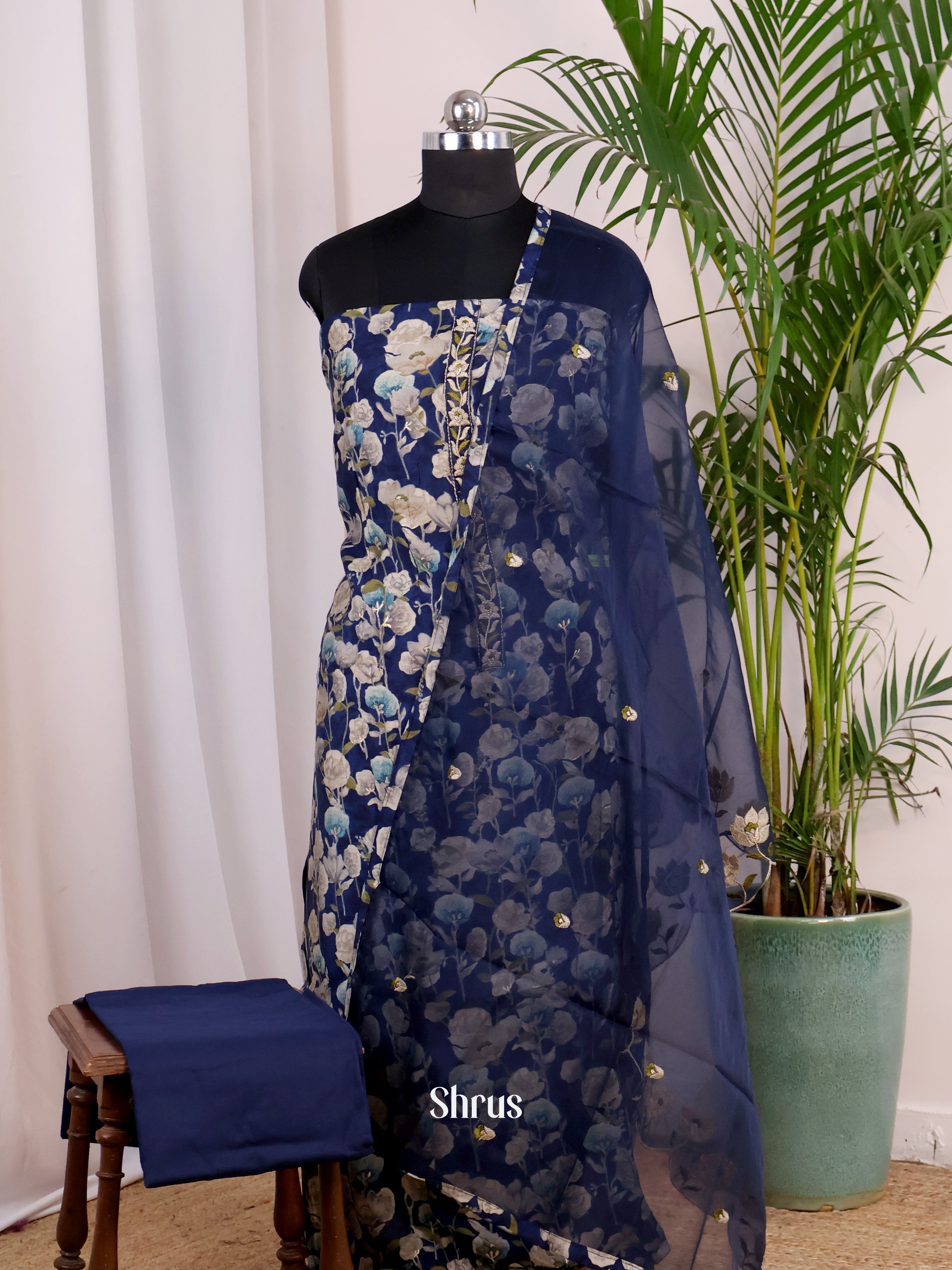 Blue - Chanderi salwar - Shop on Shrus.com