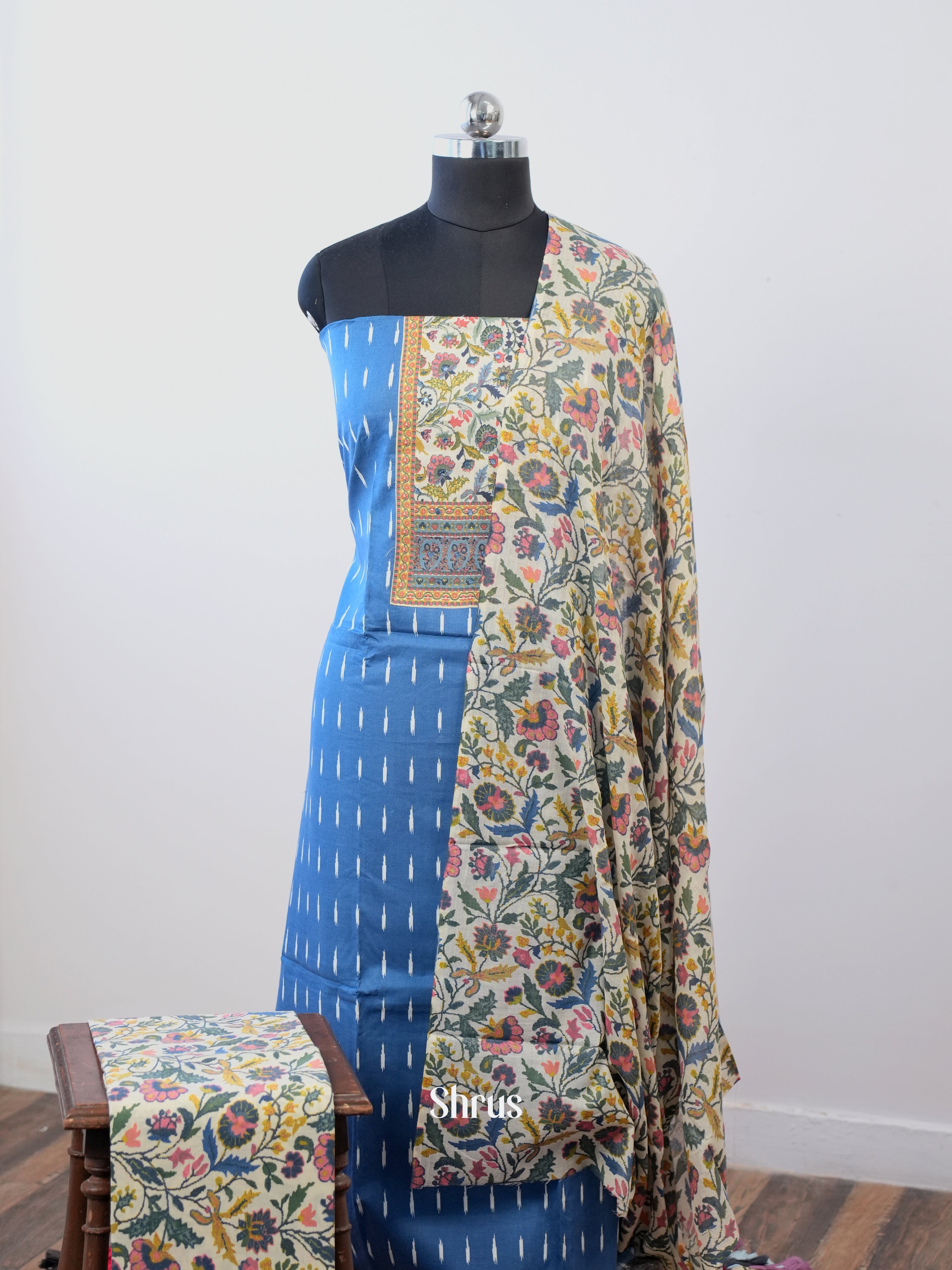 Blue & Cream- Cotton salwar - Shop on Shrus.com