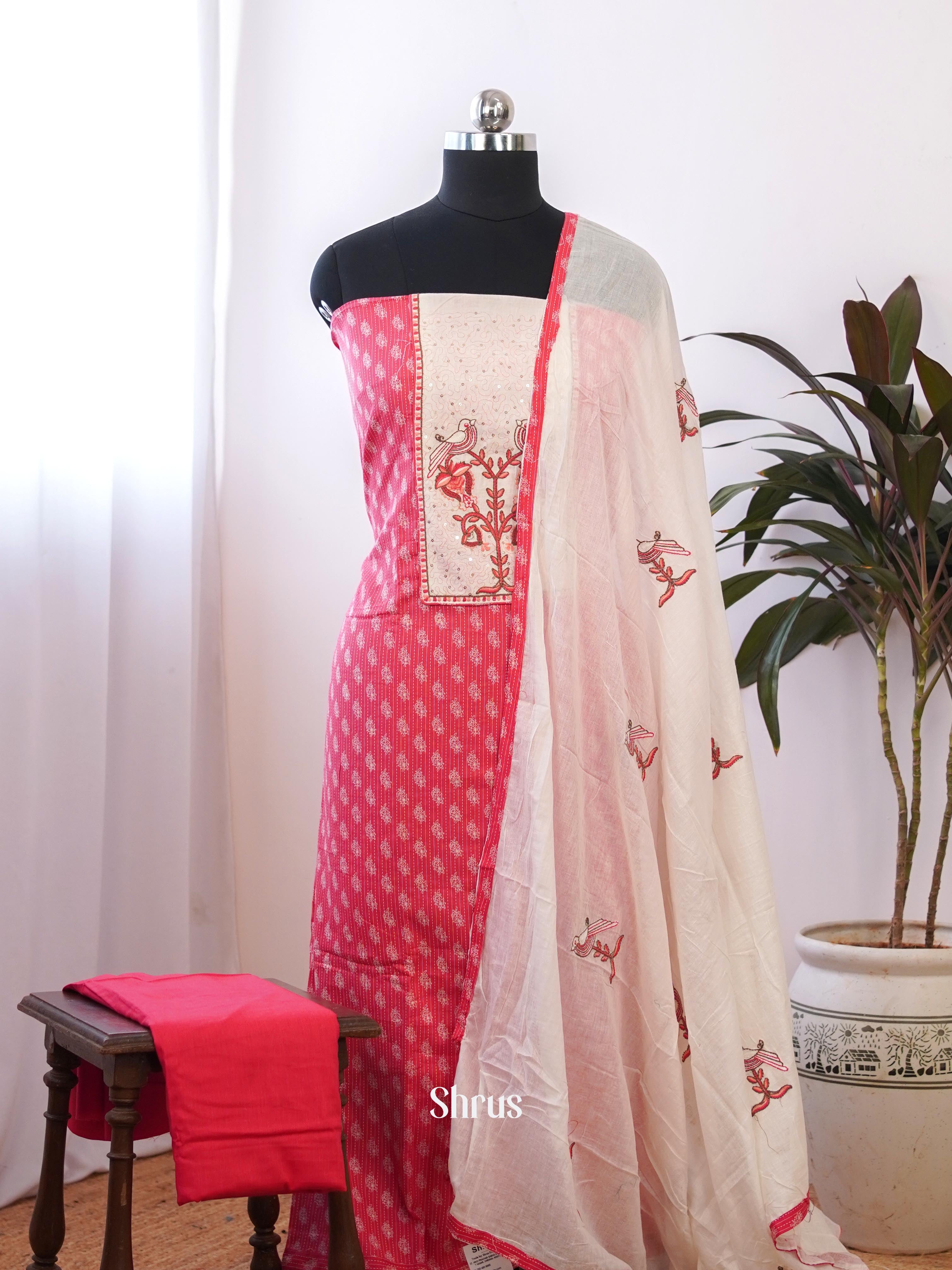 Red & Cream - Cotton salwar - Shop on Shrus.com