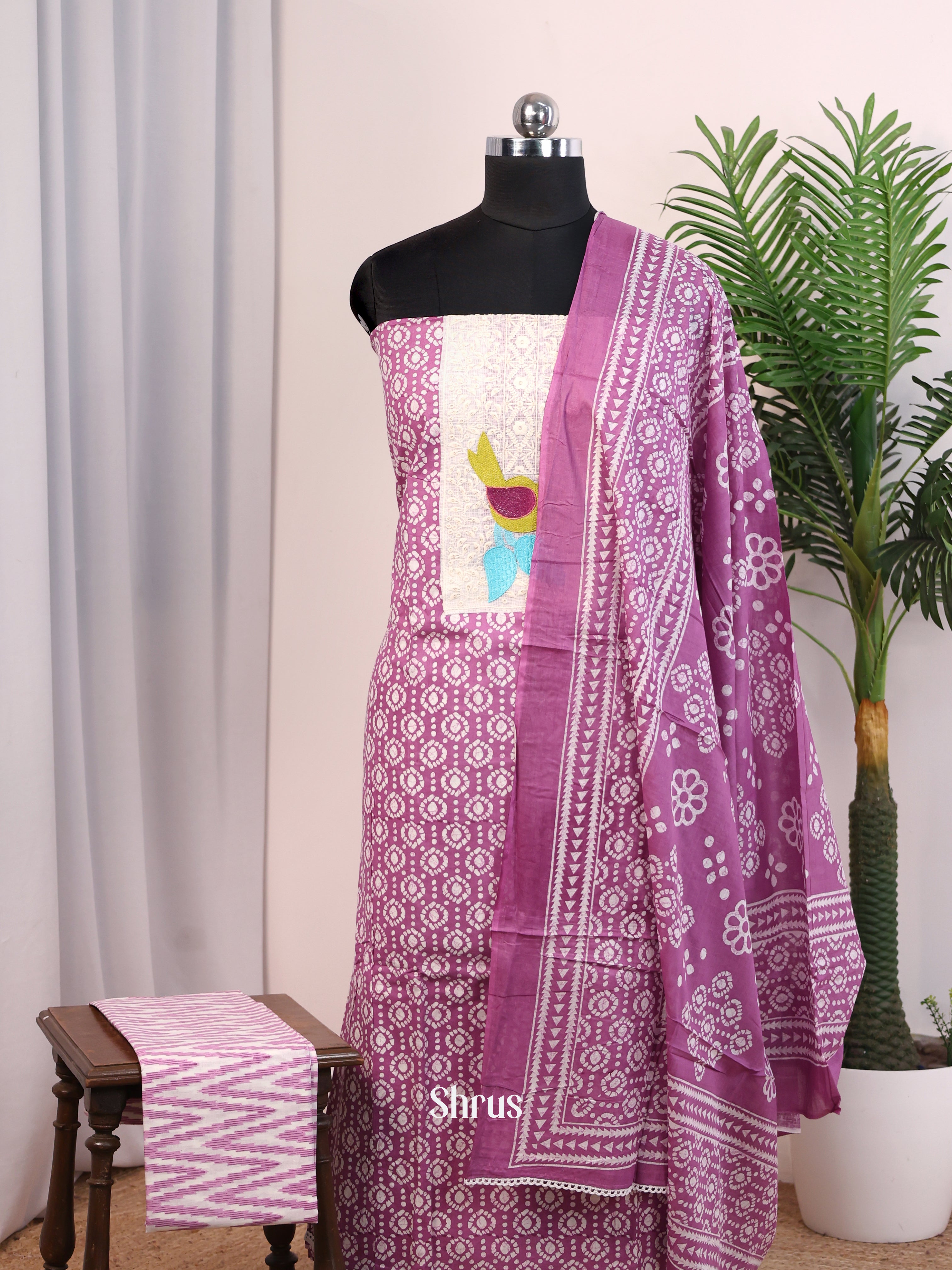 Purple & Cream - Cotton salwar - Shop on Shrus.com