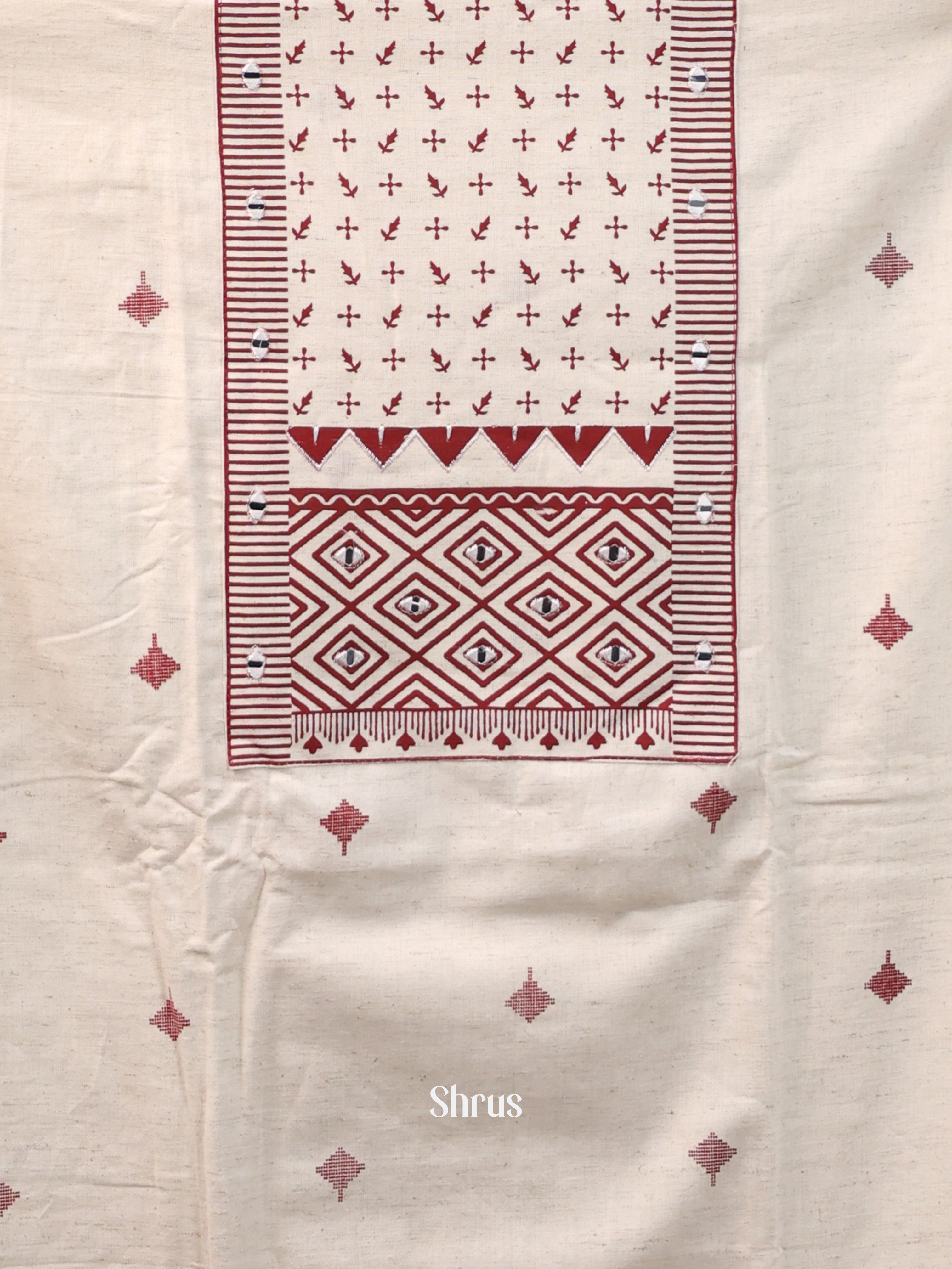 Cream & Maroon- Cotton salwar - Shop on Shrus.com