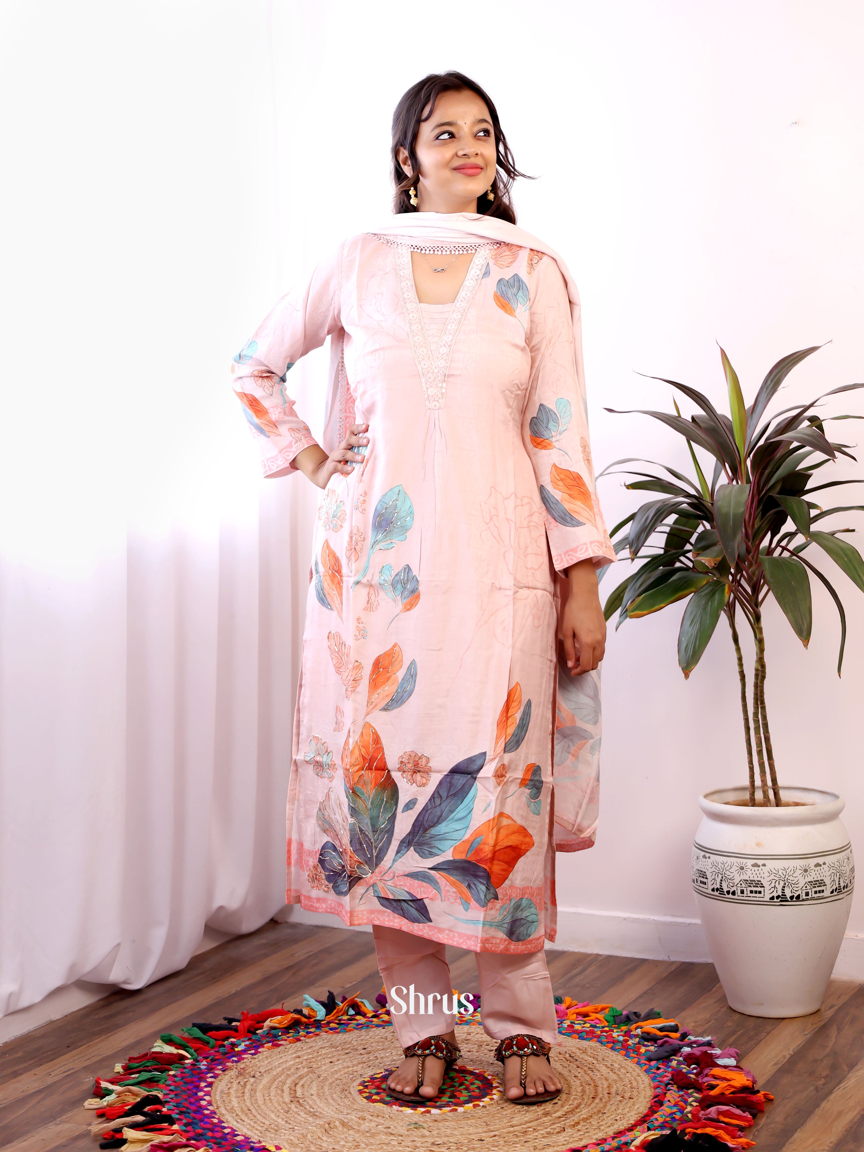 Peach- Festive wear 3pc Readymade Suits - Shop on Shrus.com