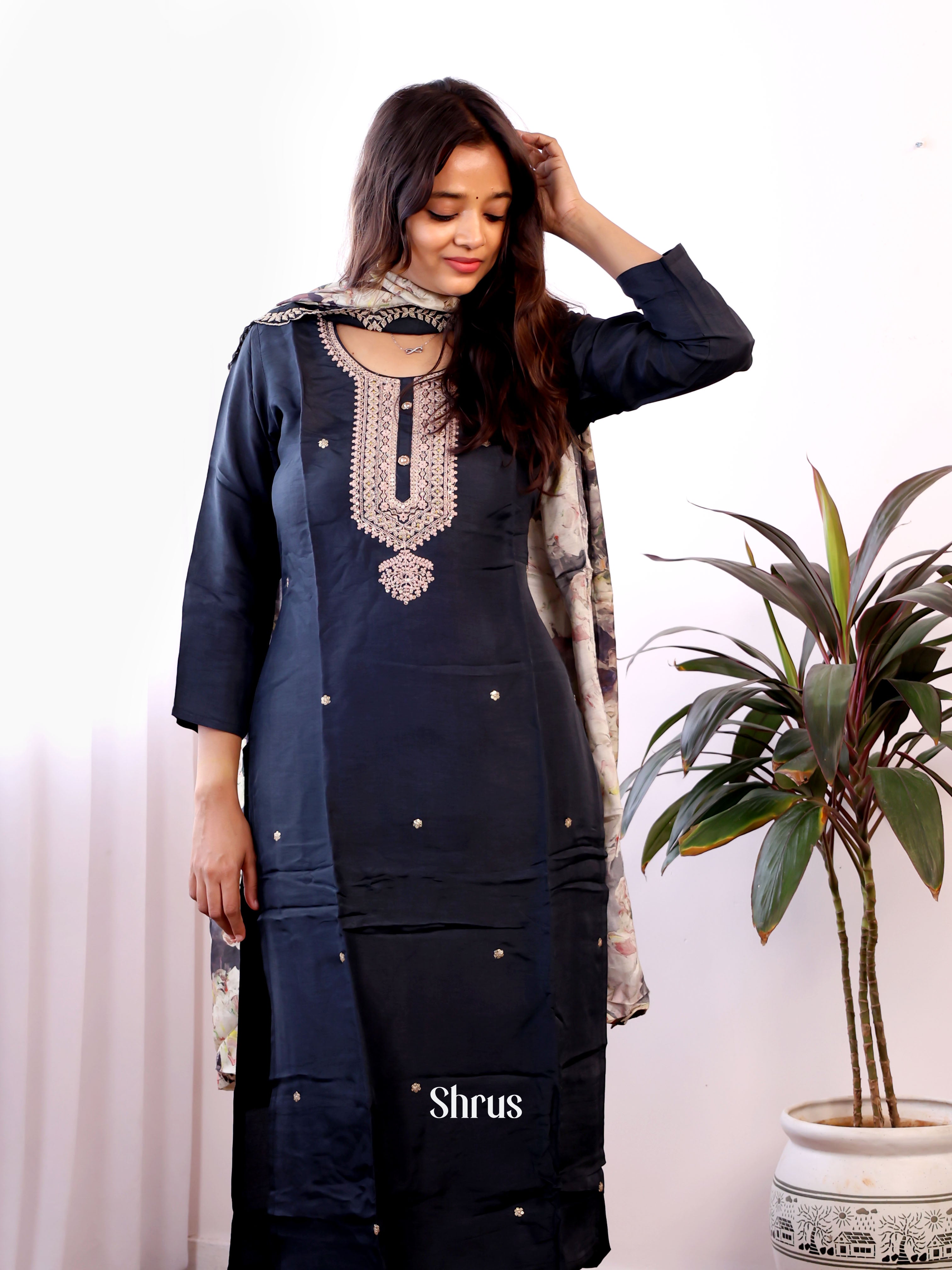 Blue -3pc sequin embroidery Readymade Suits - Shop on Shrus.com