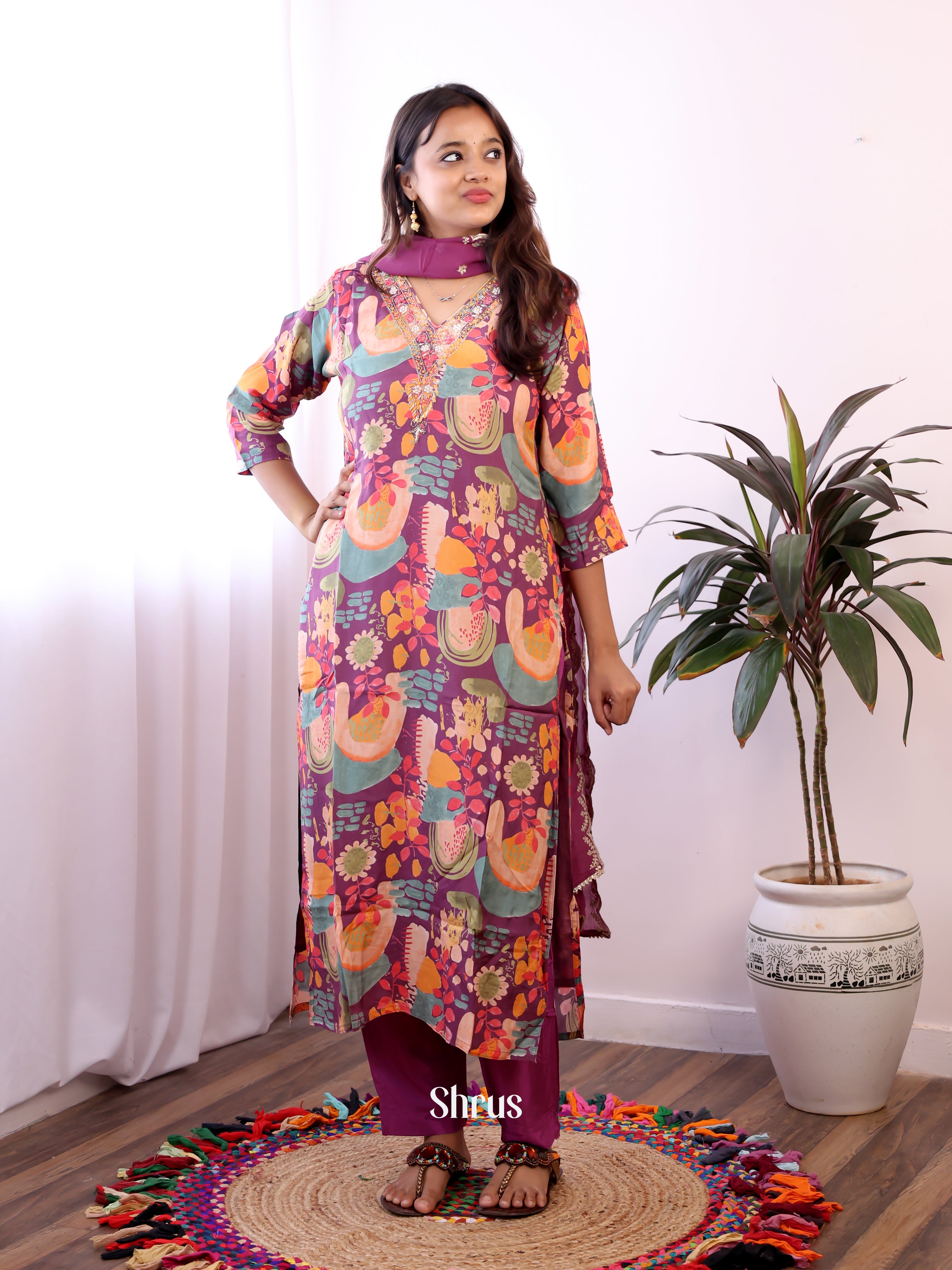 purple -3pc Readymade Suits - Shop on Shrus.com