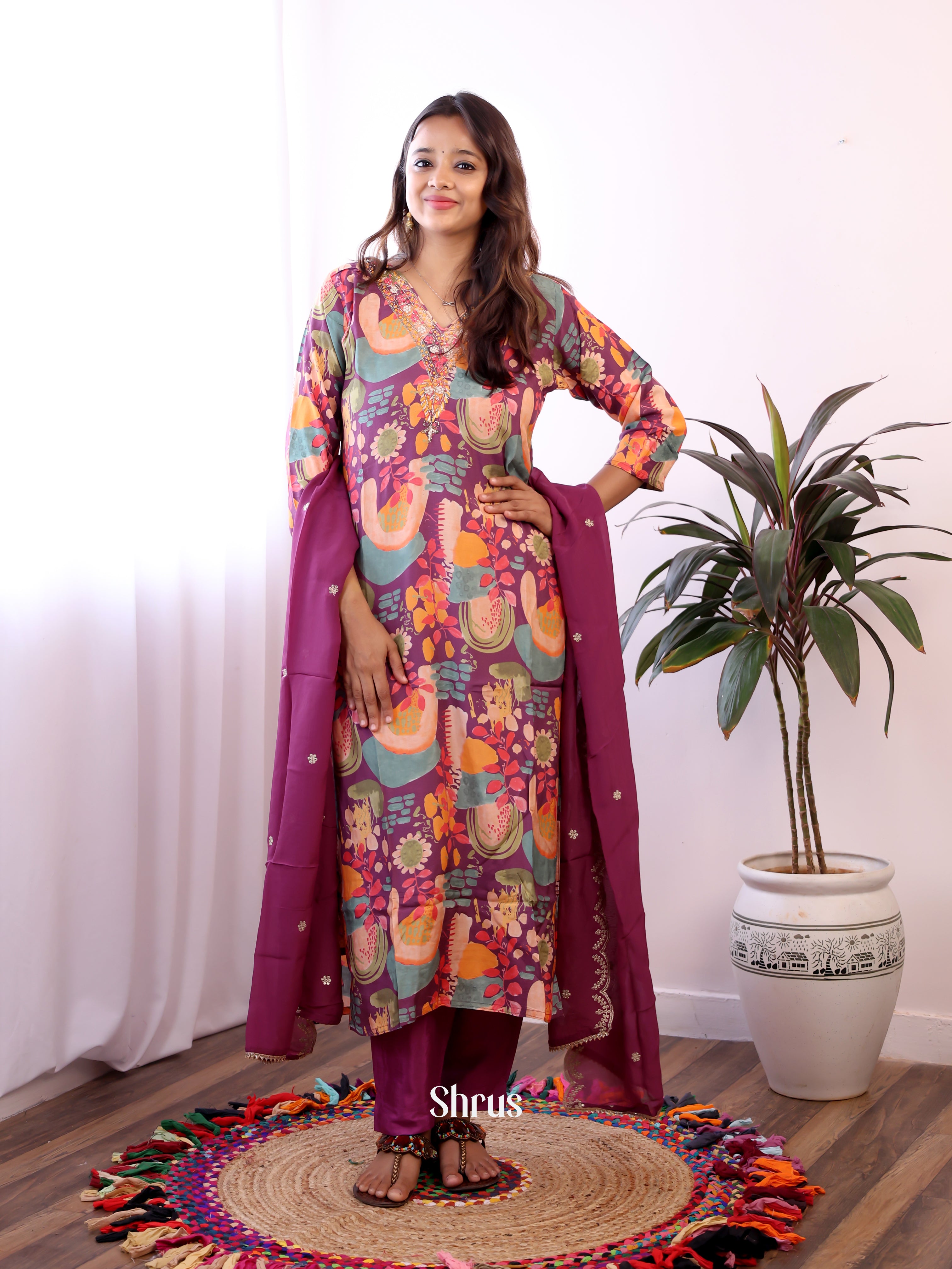 purple -3pc Readymade Suits - Shop on Shrus.com