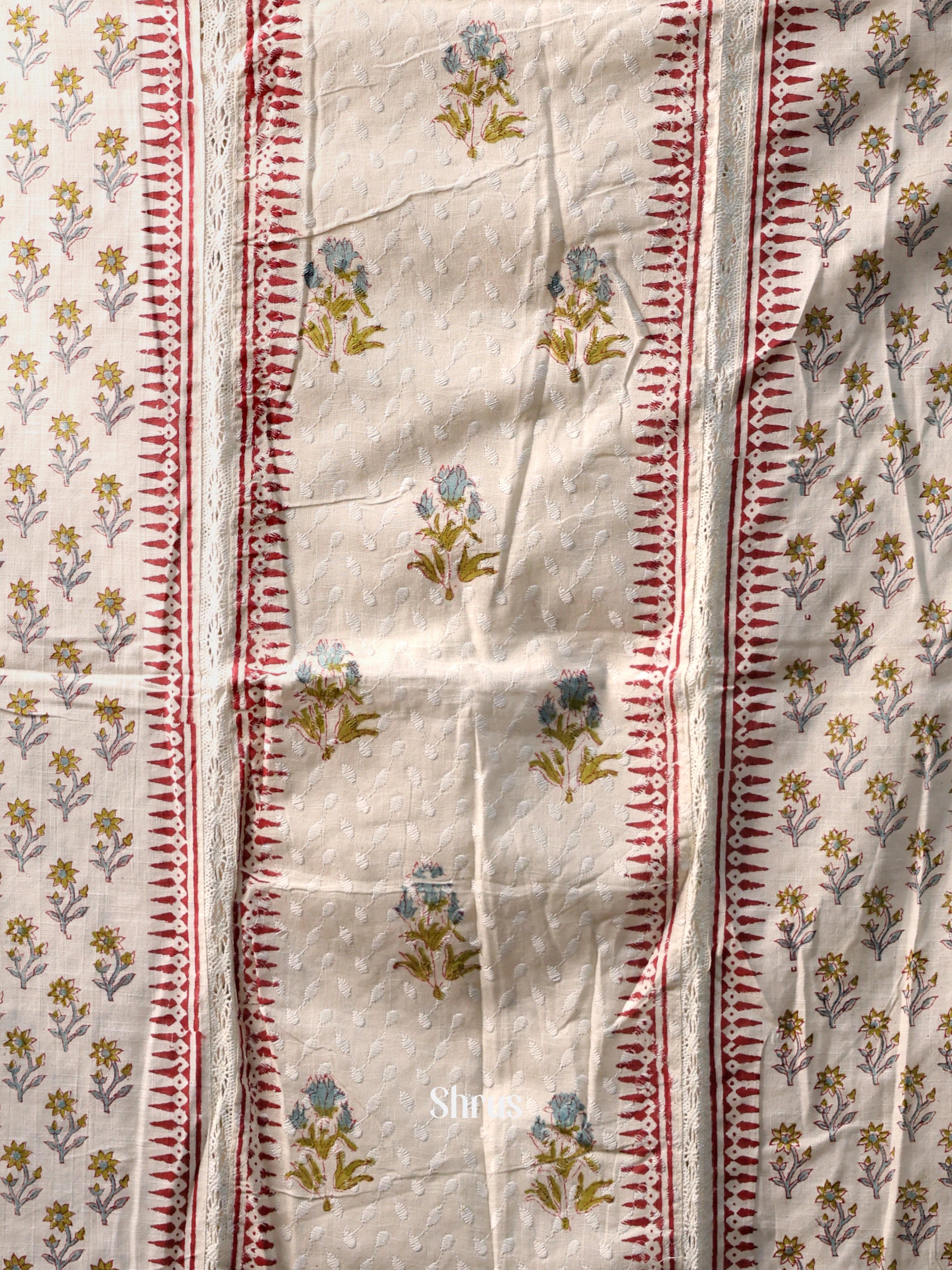 Cream & Green - Cotton salwar - Shop on Shrus.com