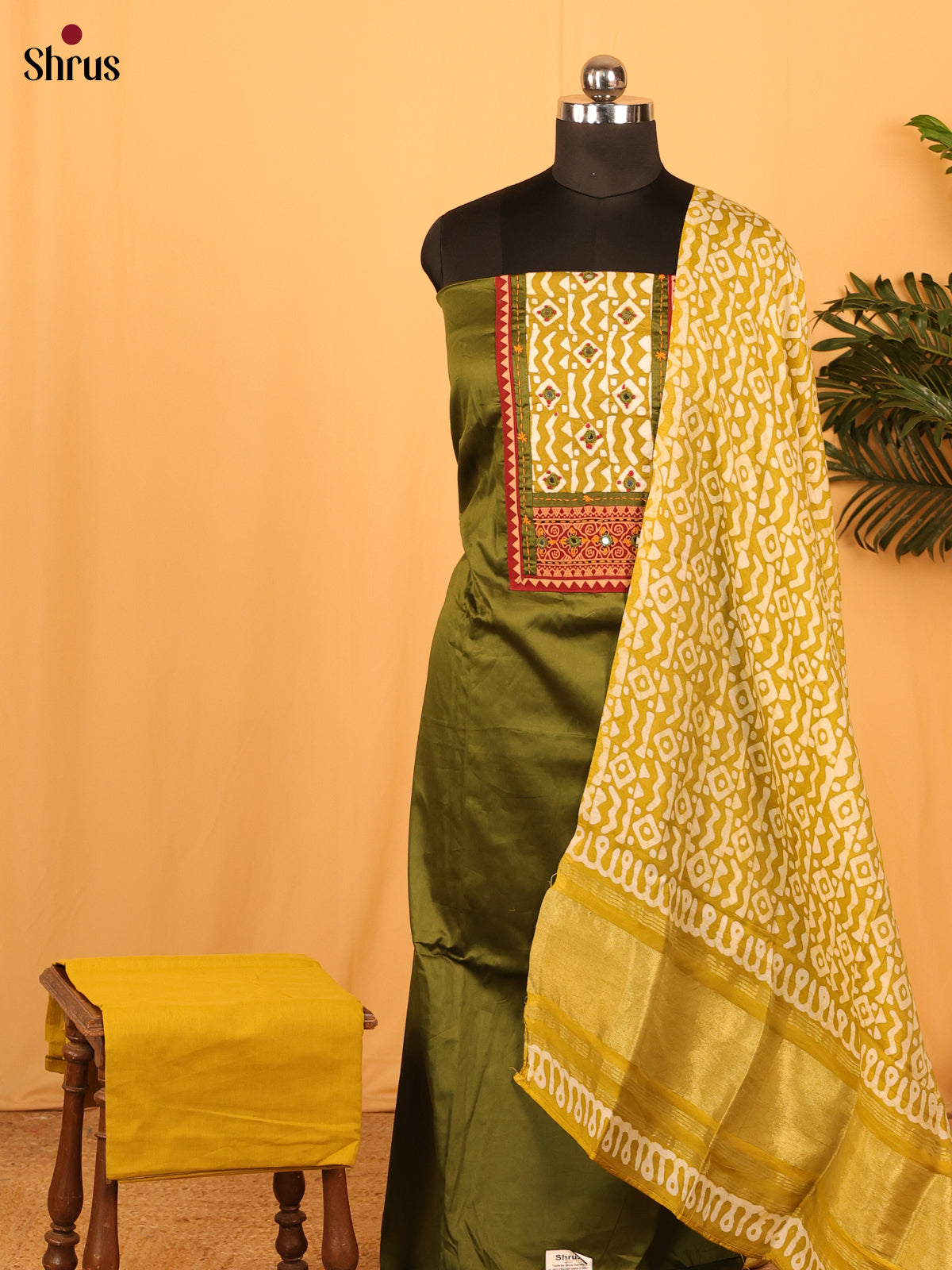 Green & Mustardy Green - Cotton salwar - Shop on Shrus.com