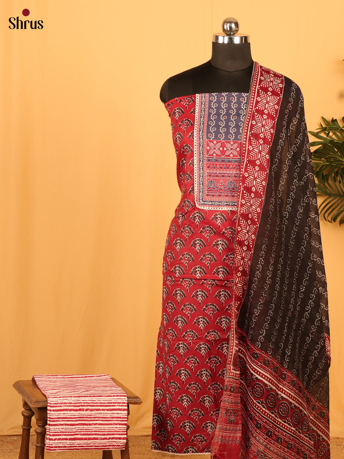 Red & Black- Cotton salwar - Shop on Shrus.com