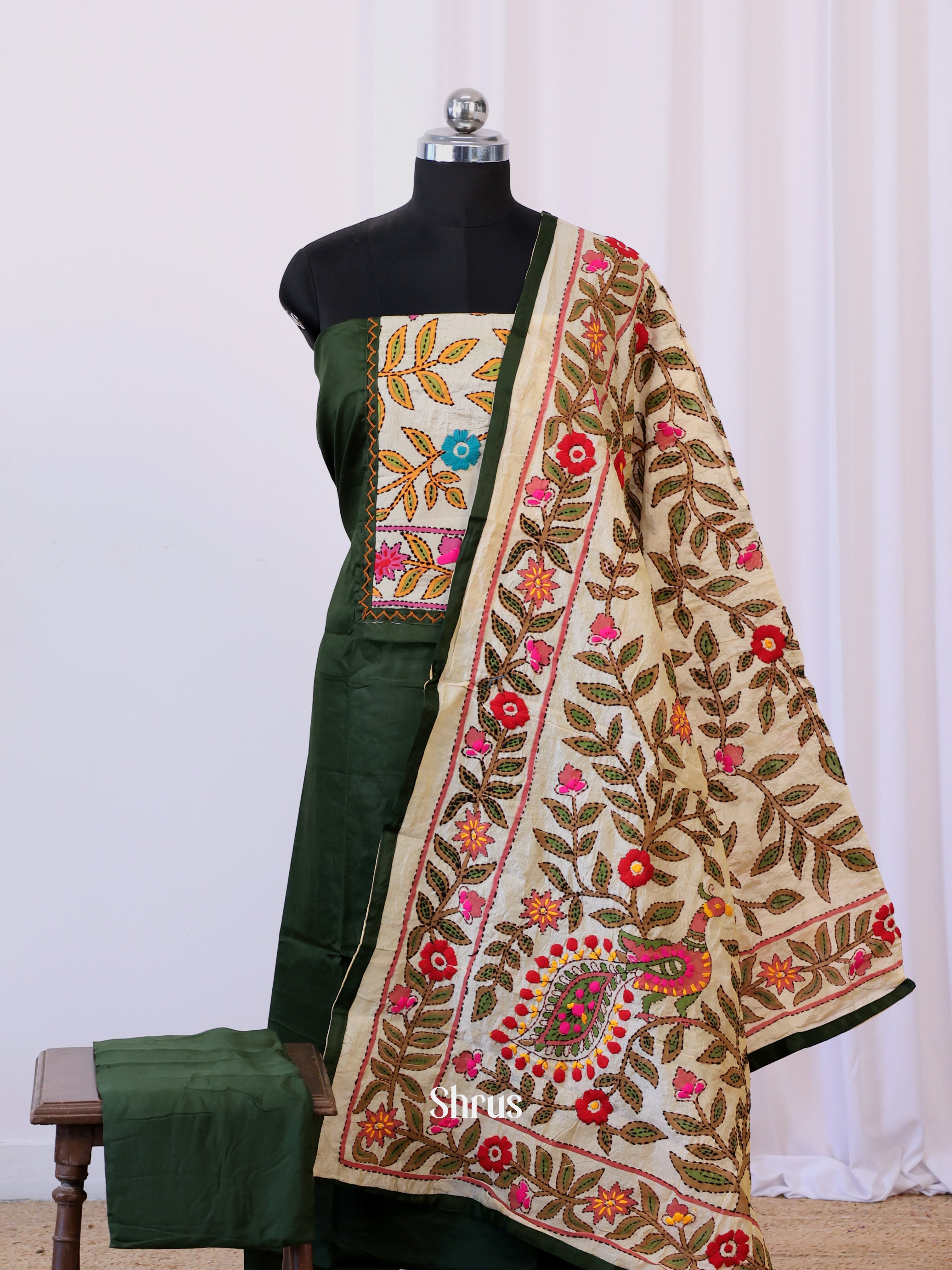 Green & Cream - Cotton salwar - Shop on Shrus.com