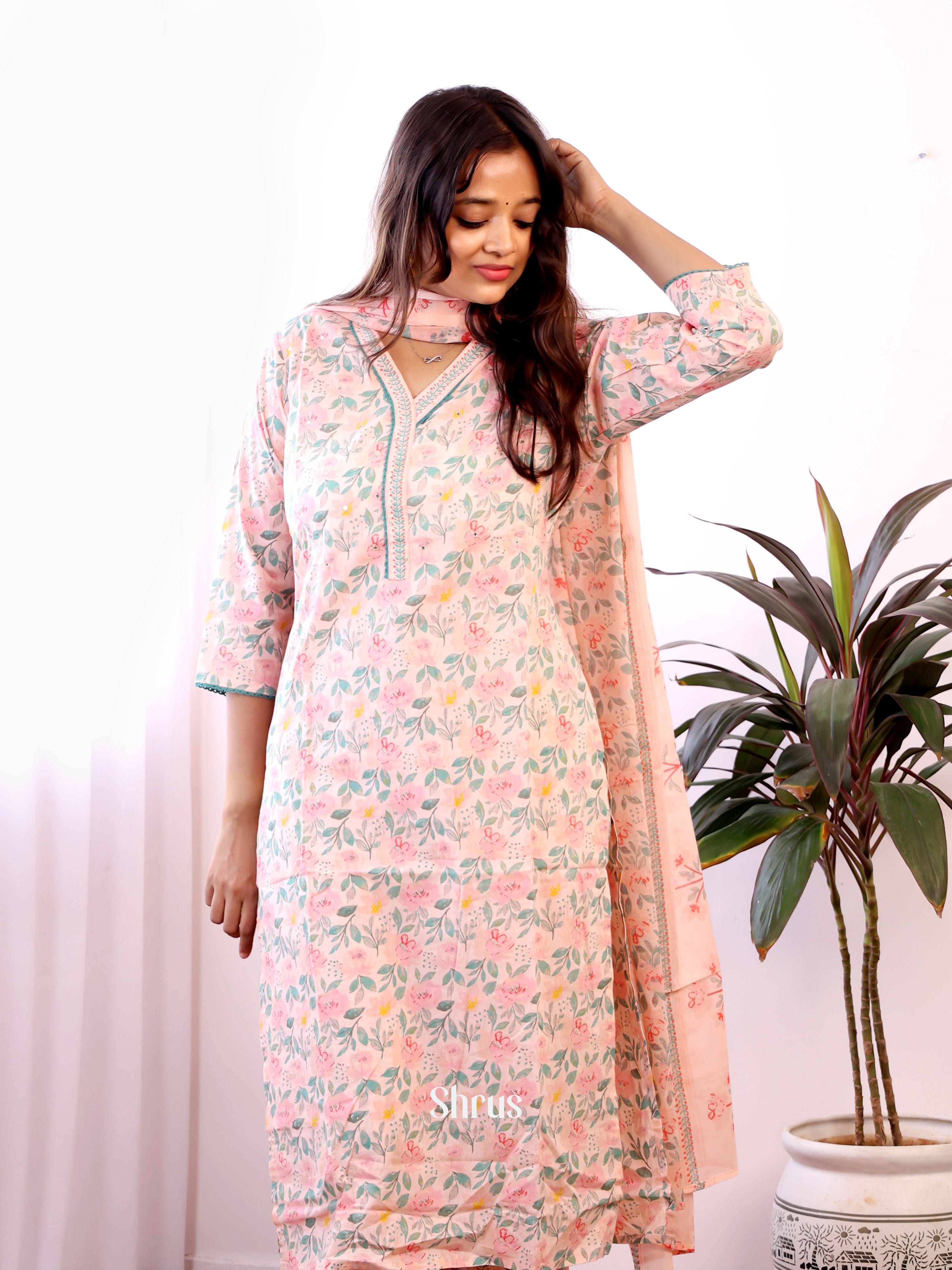 Pink & Grey - 3pc Cotton Readymade Suits - Shop on Shrus.com