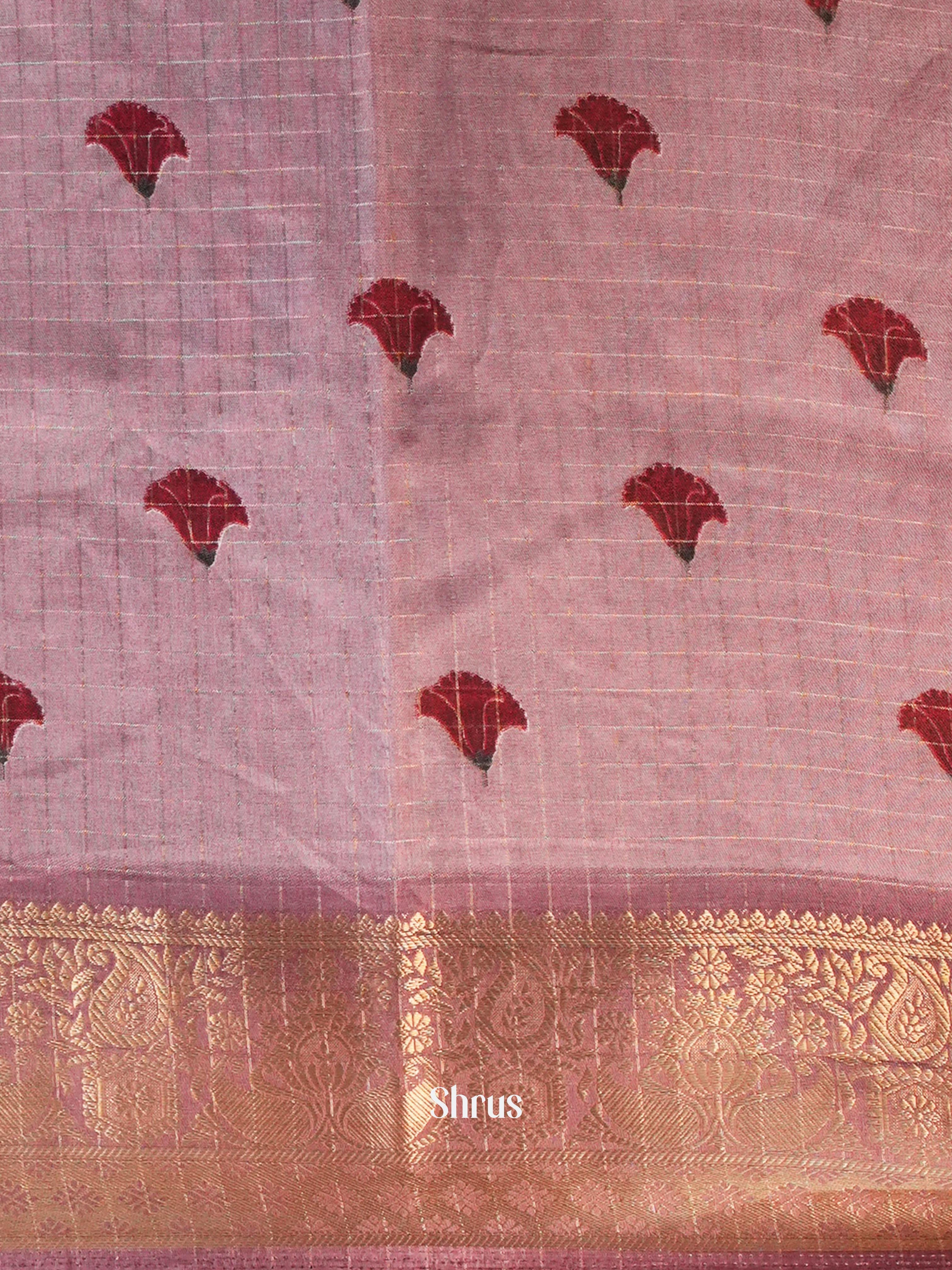 Pink- Semi Dola silk Saree - Shop on Shrus.com