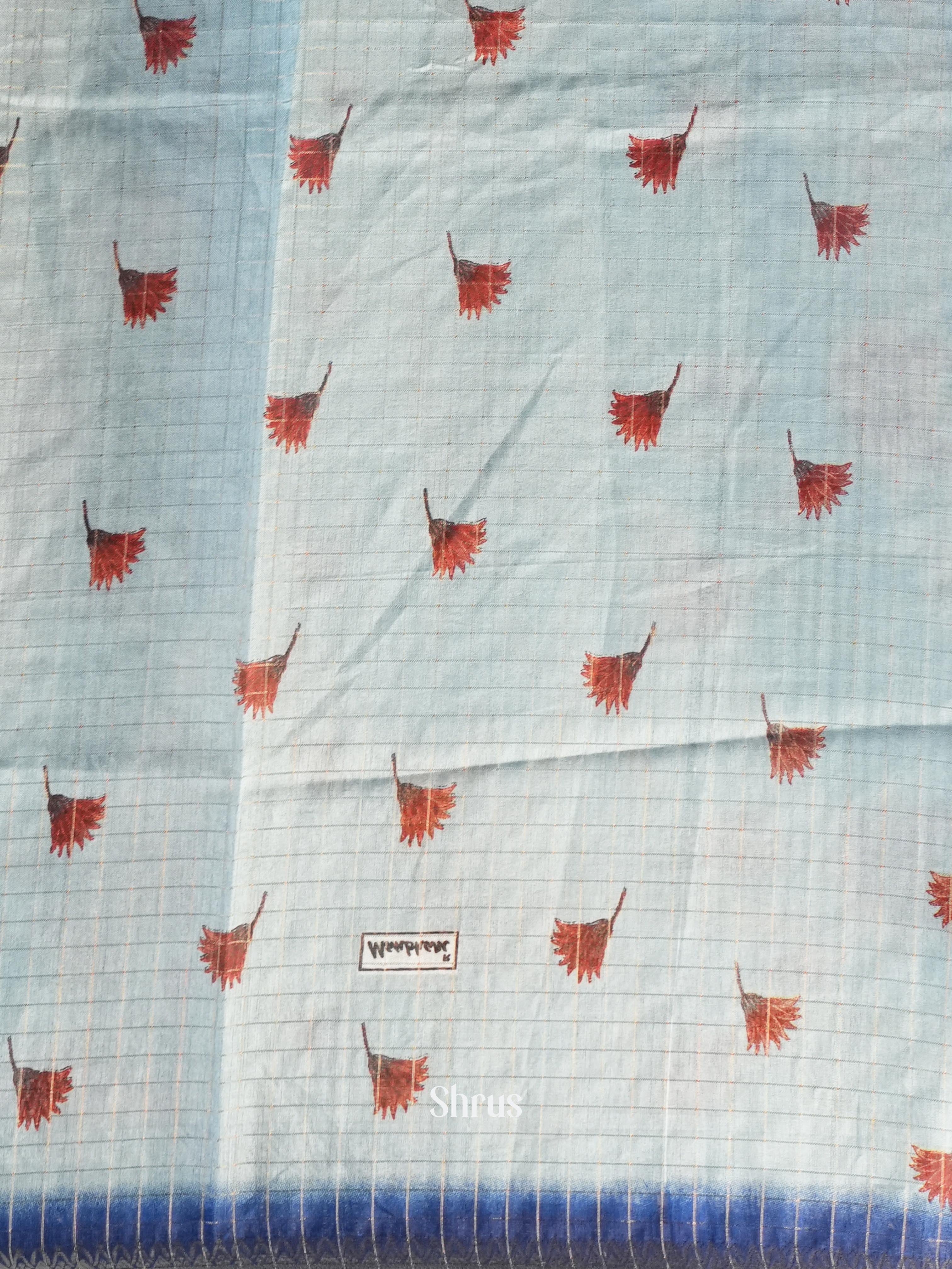 Pastel Blue & Blue - Semi Dola silk Saree - Shop on Shrus.com