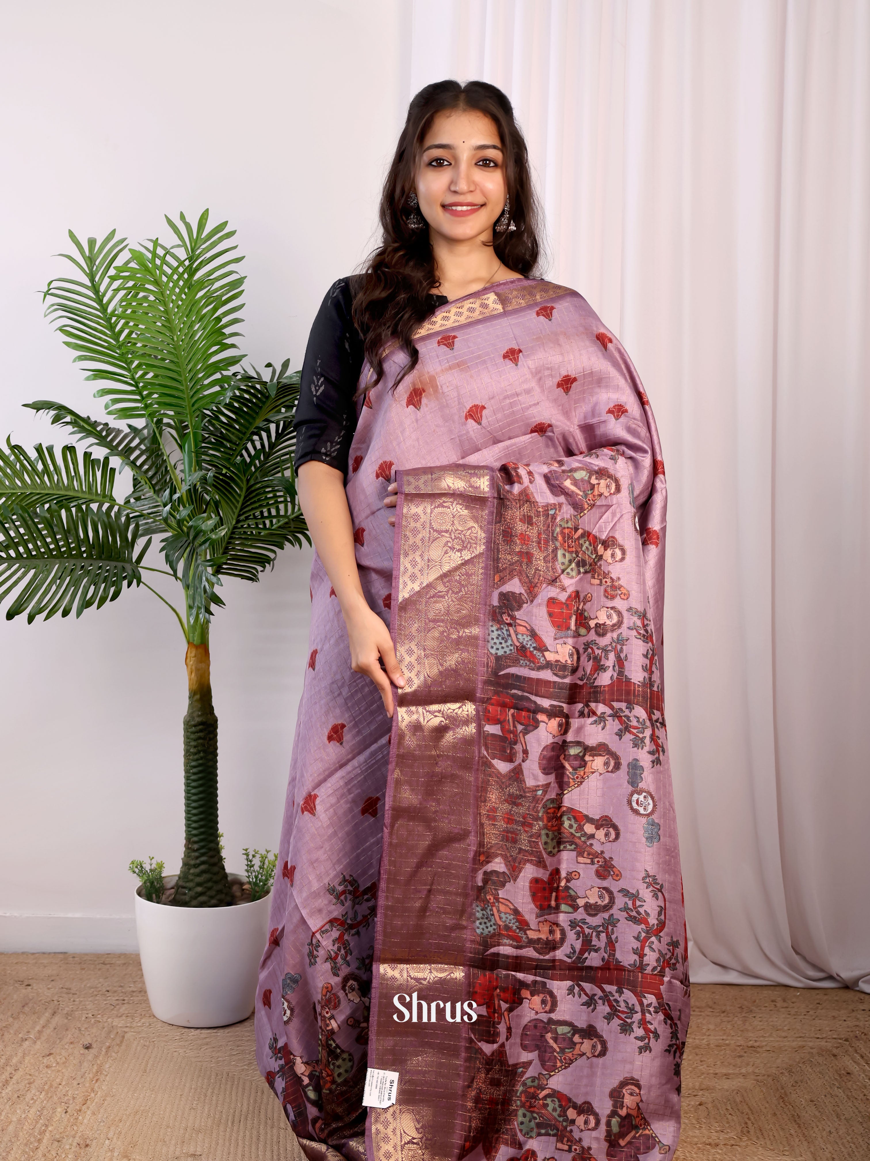 Purple- Semi Dola silk Saree - Shop on Shrus.com