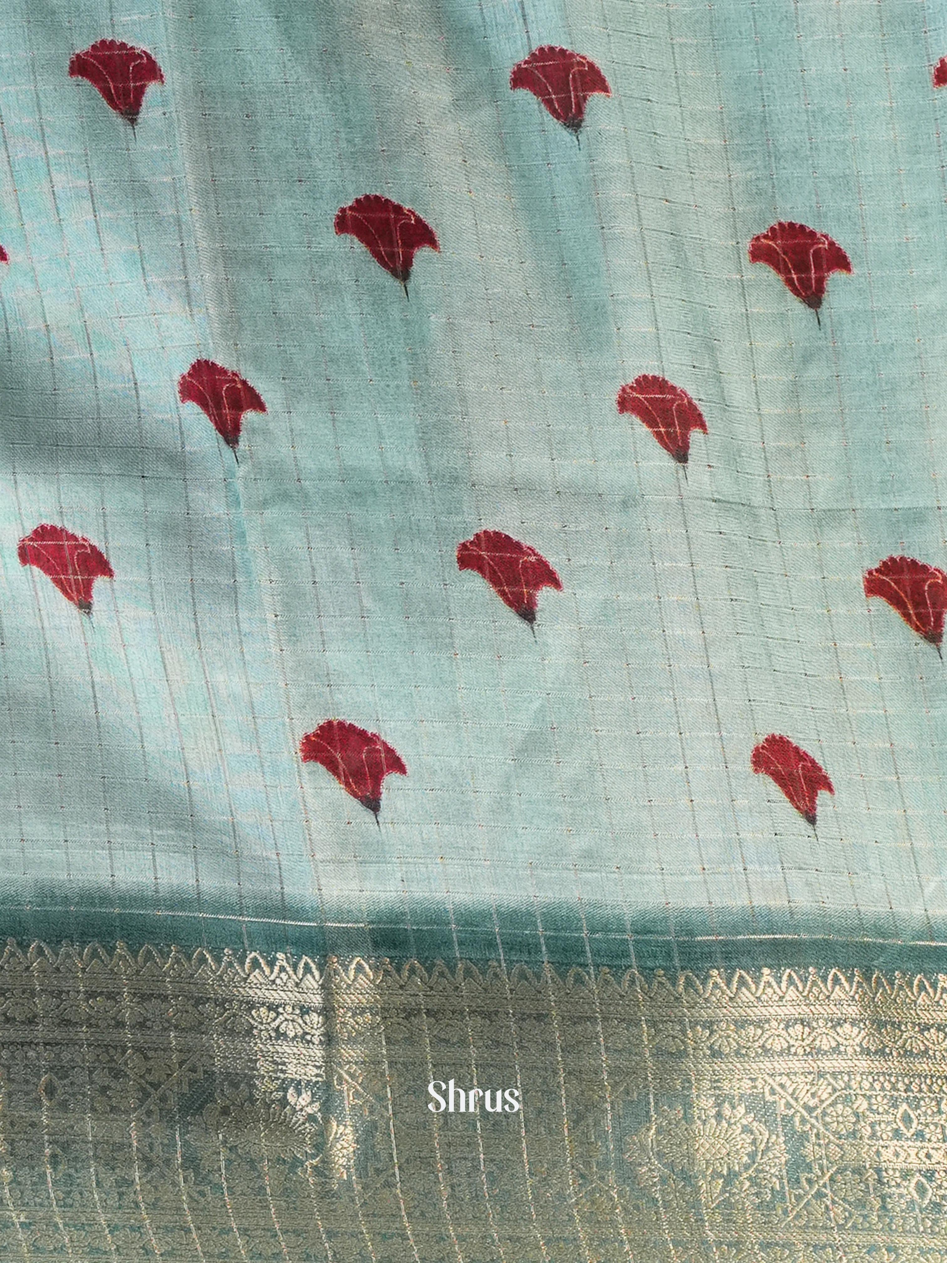 Pastel Blue - Semi Dola silk Saree - Shop on Shrus.com