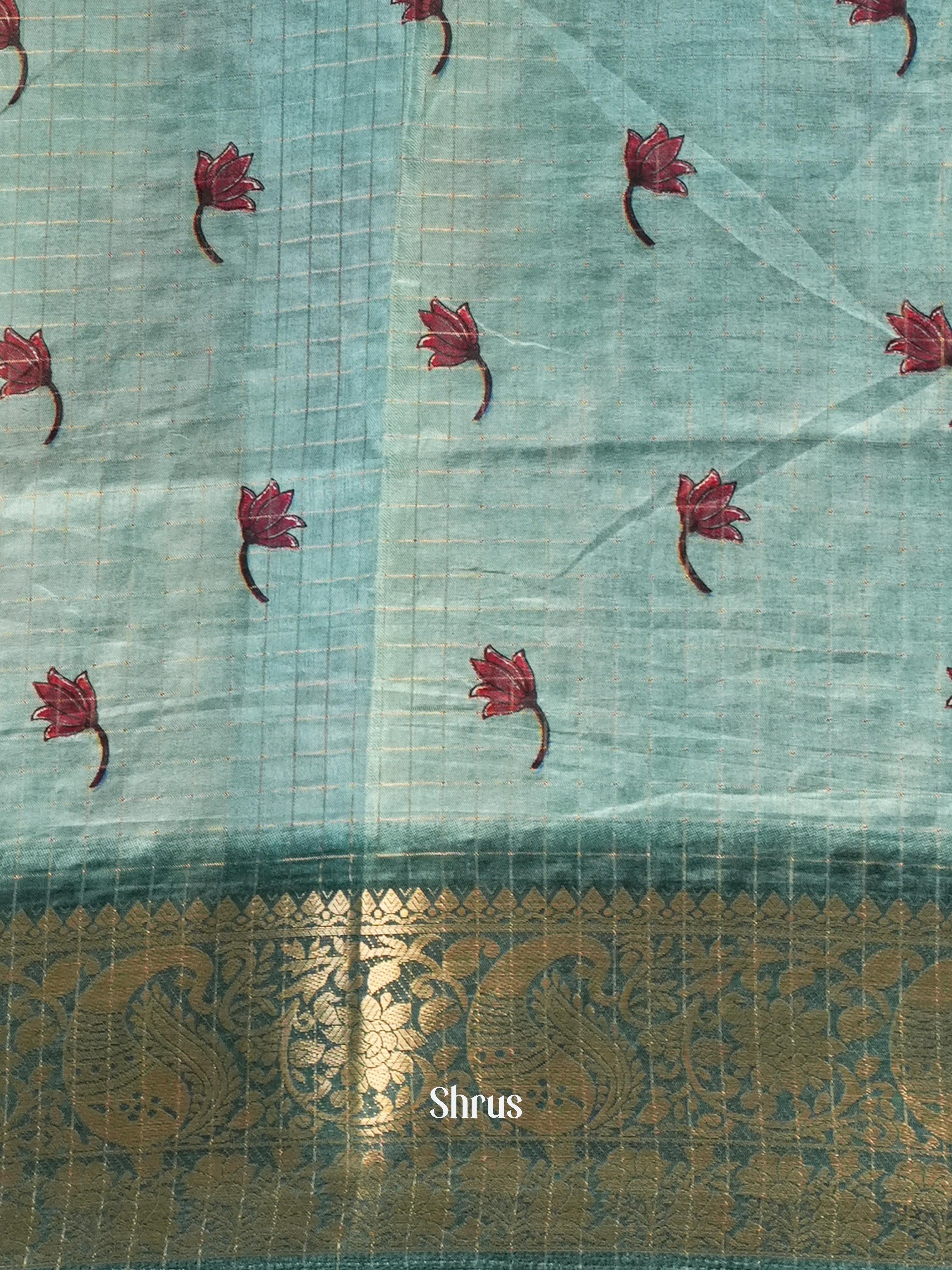 Pastel Green & Green - Semi Dola silk Saree - Shop on Shrus.com