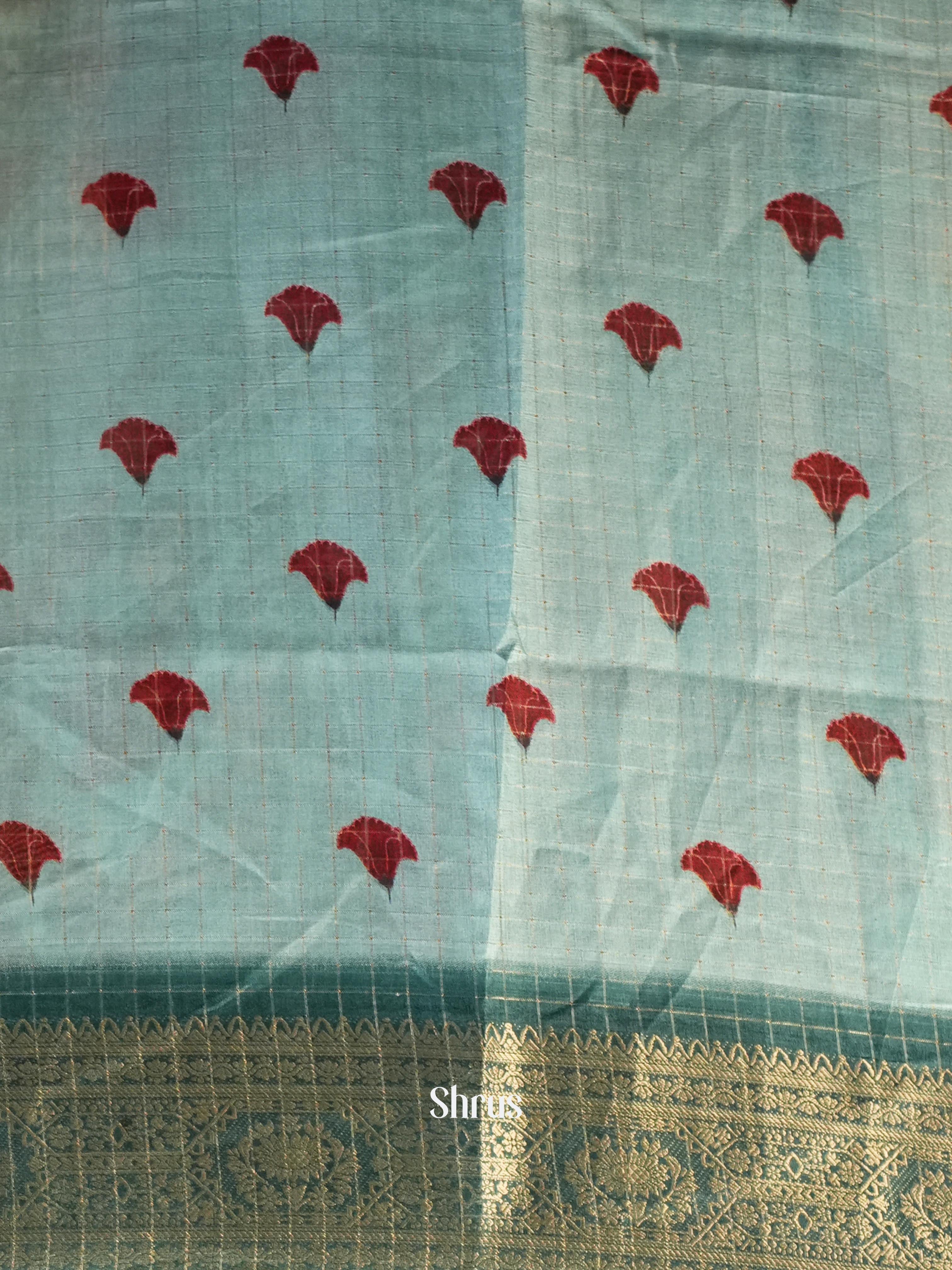 Pastel Blue - Semi Dola silk Saree - Shop on Shrus.com