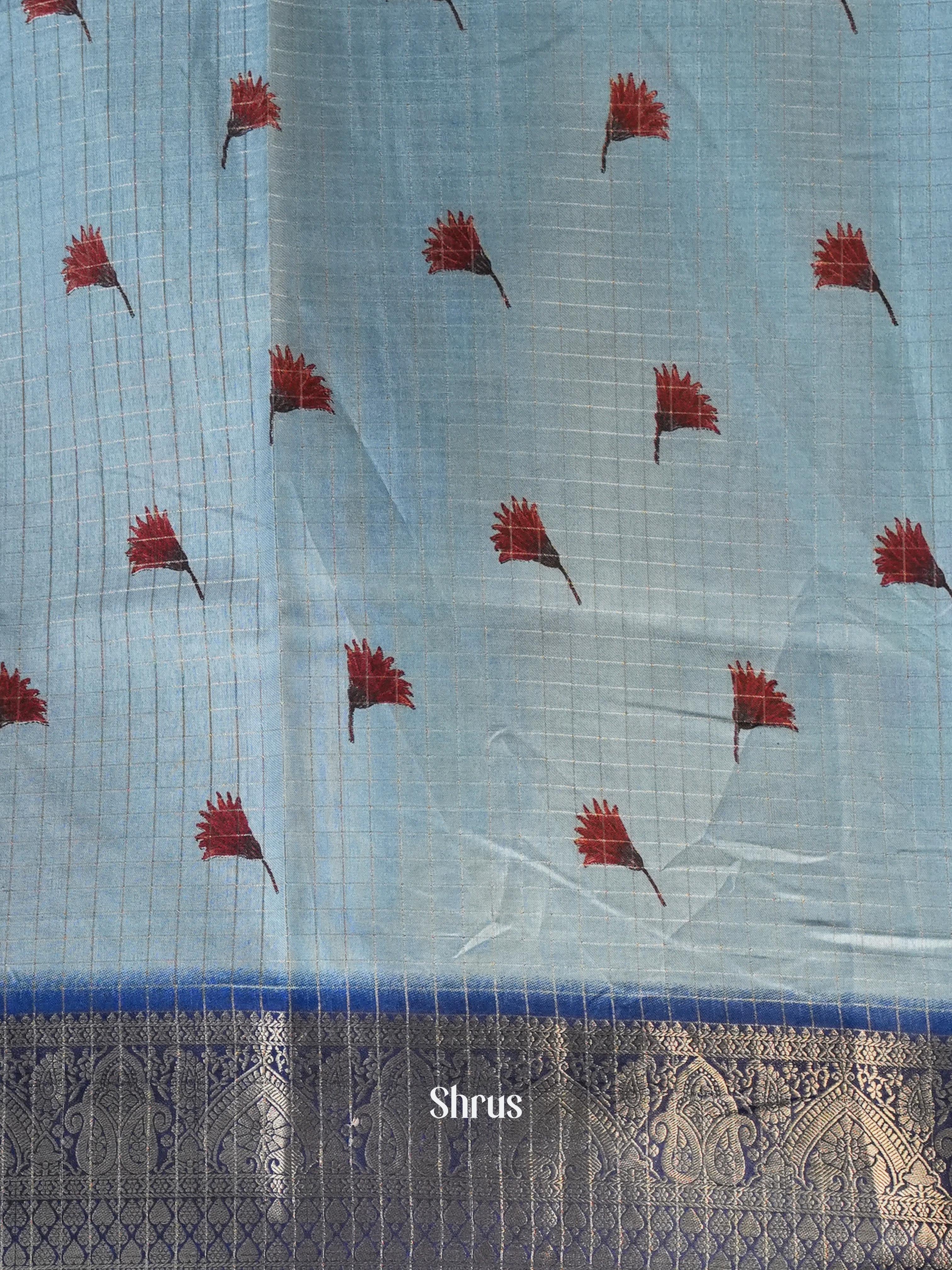 Pastel Blue - Semi Dola silk Saree - Shop on Shrus.com