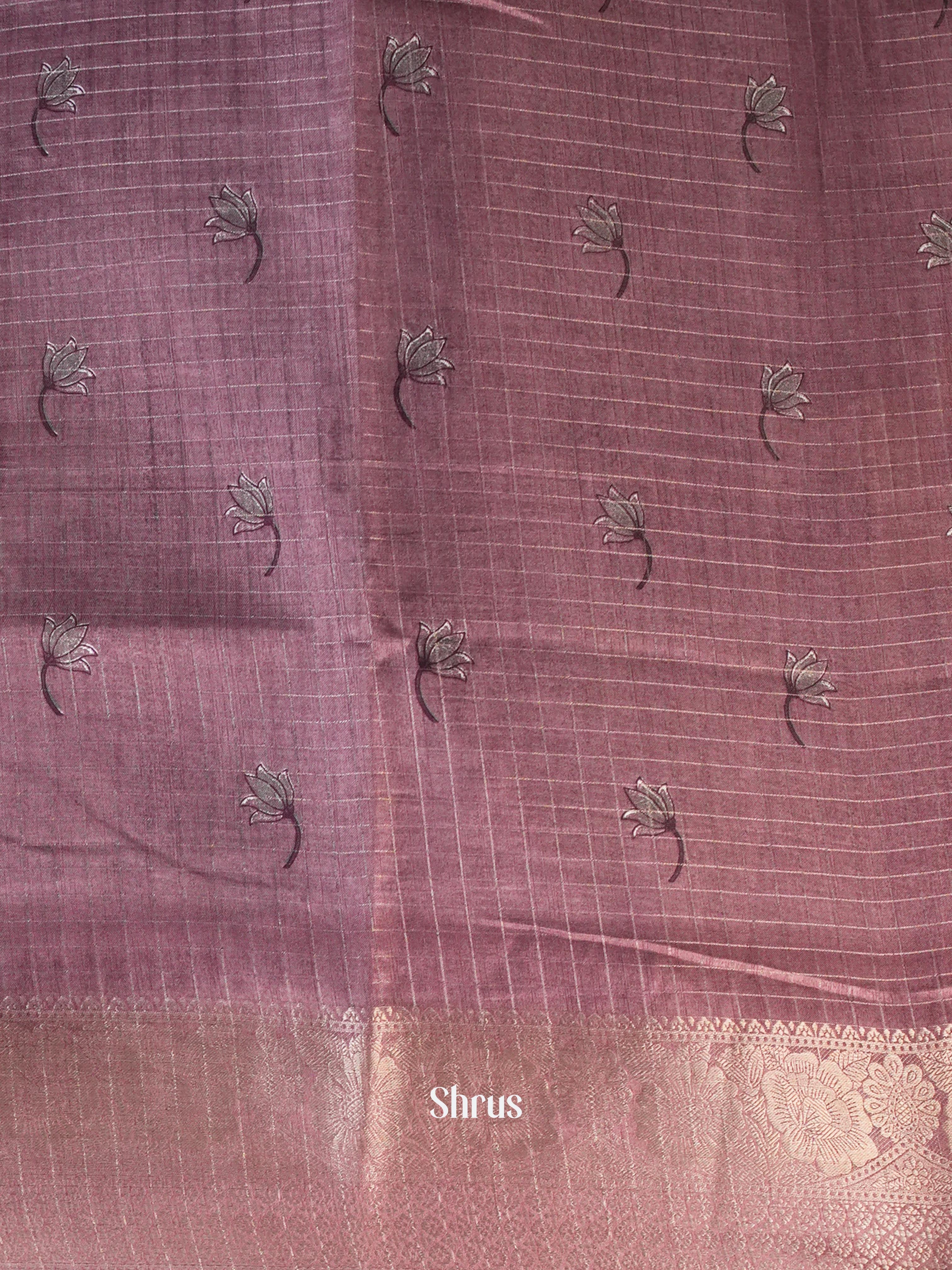 Cream & Purple - Semi Dola silk Saree - Shop on Shrus.com