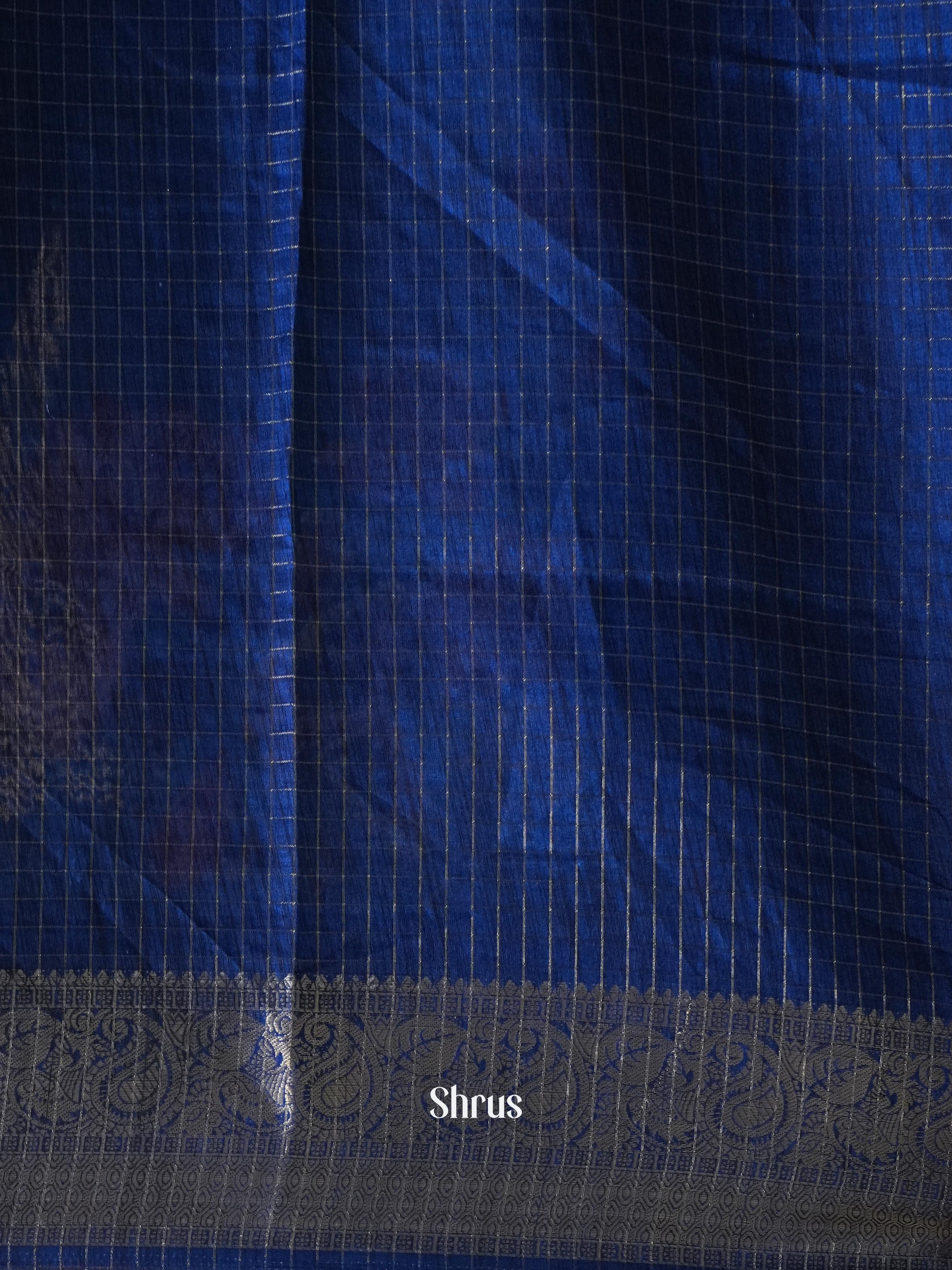 Pastel Blue & Blue - Semi Dola silk Saree - Shop on Shrus.com