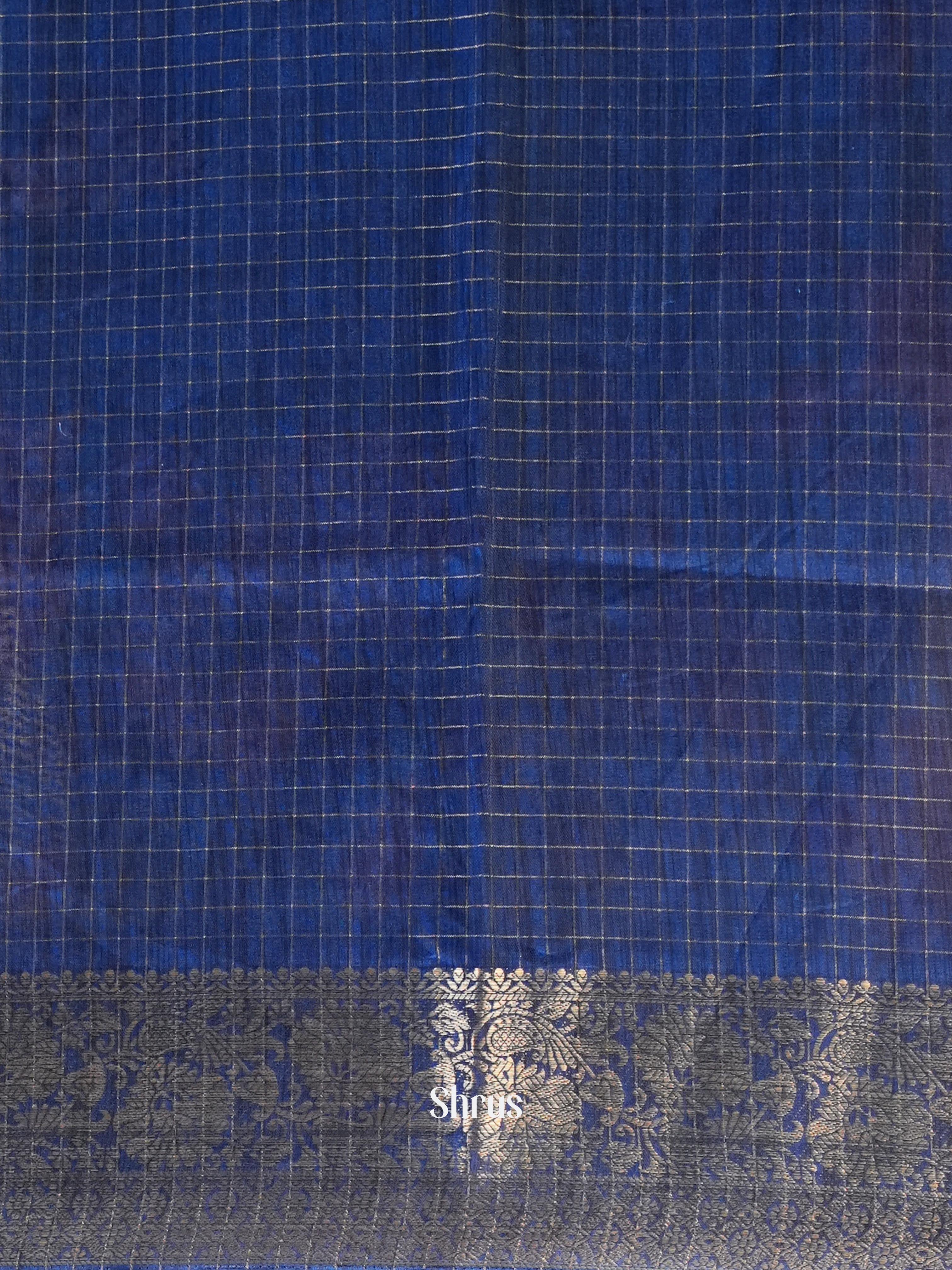 Pastel Blue & Blue - Semi Dola silk Saree - Shop on Shrus.com