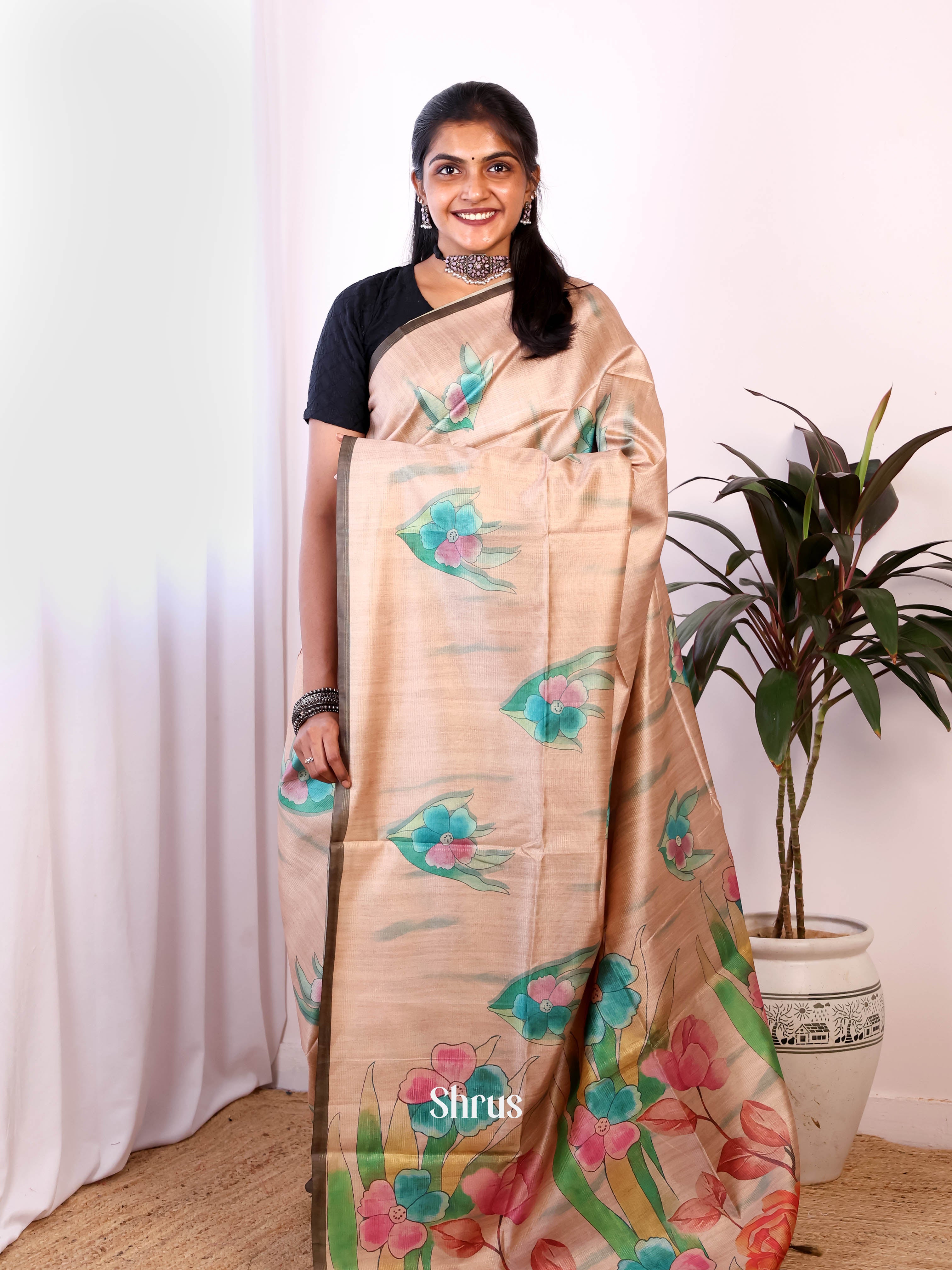 Dusty Pink - Semi Jute Saree - Shop on Shrus.com