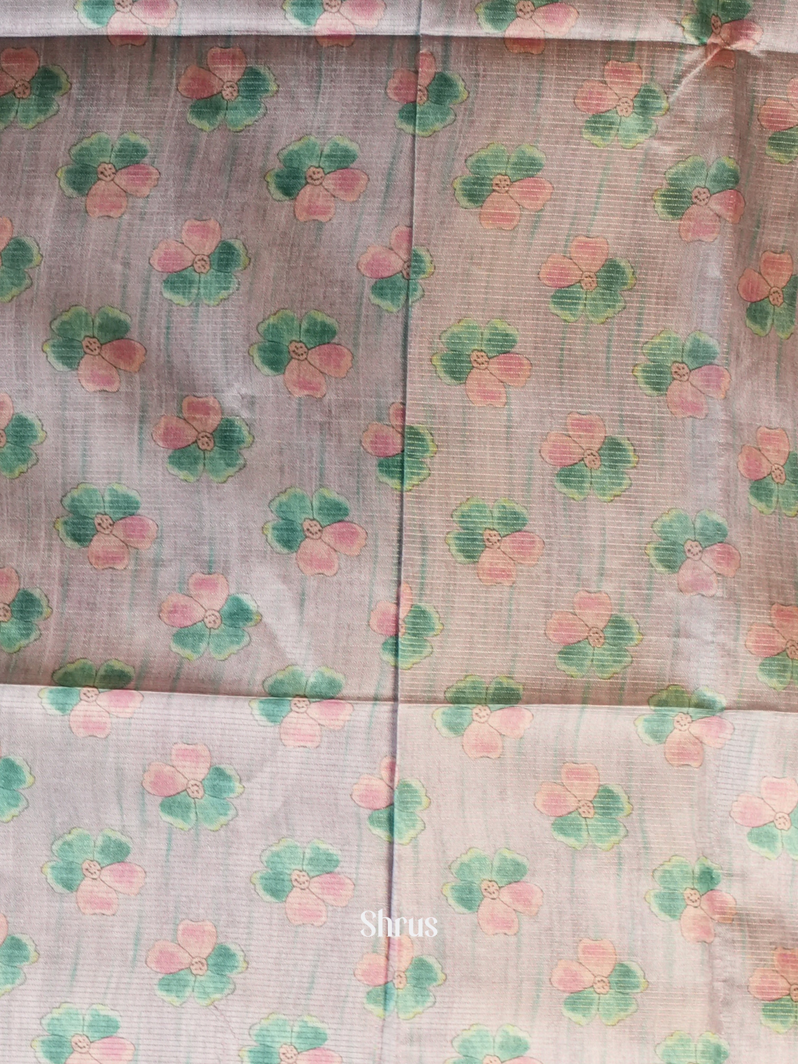 Purple & Green - Semi Jute Saree - Shop on Shrus.com