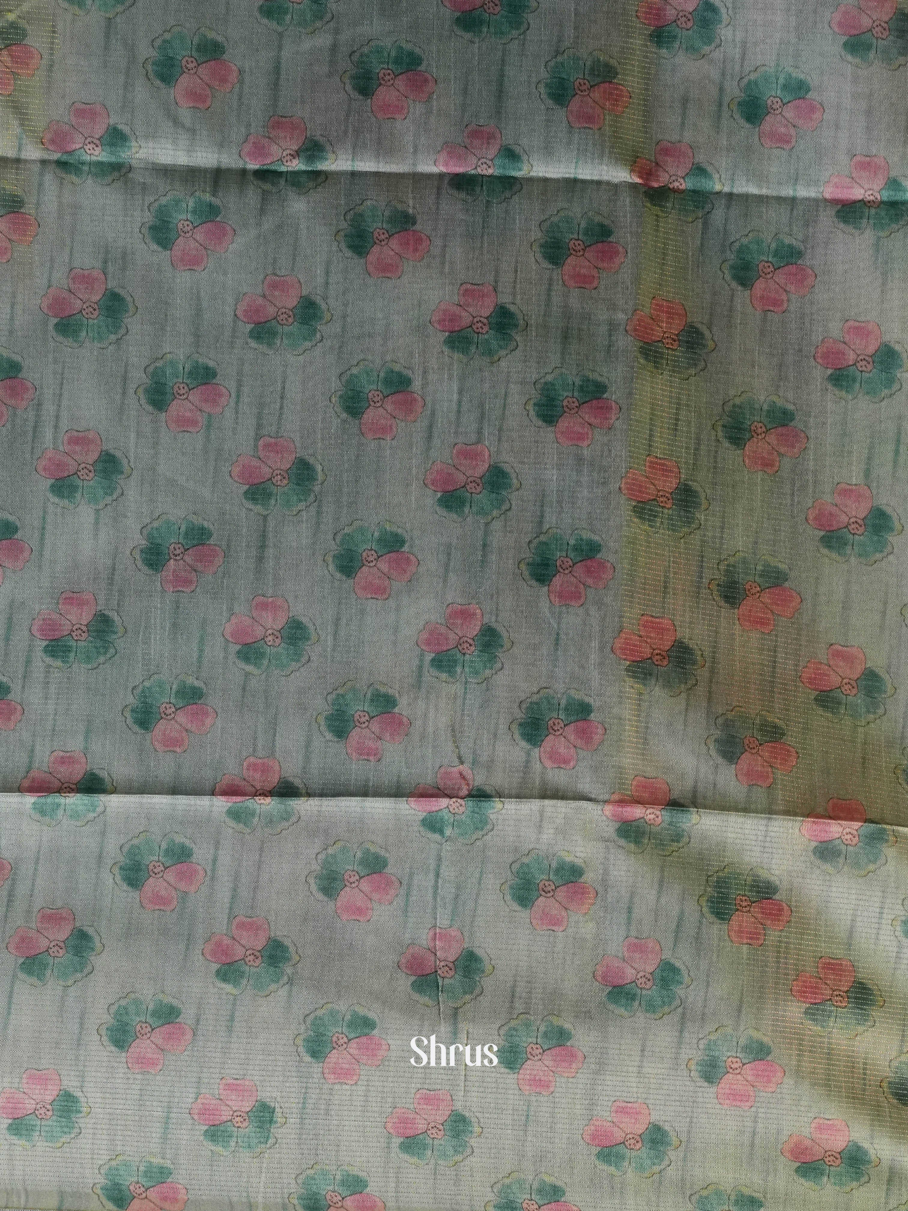 Pastel Green - Semi Jute Saree - Shop on Shrus.com