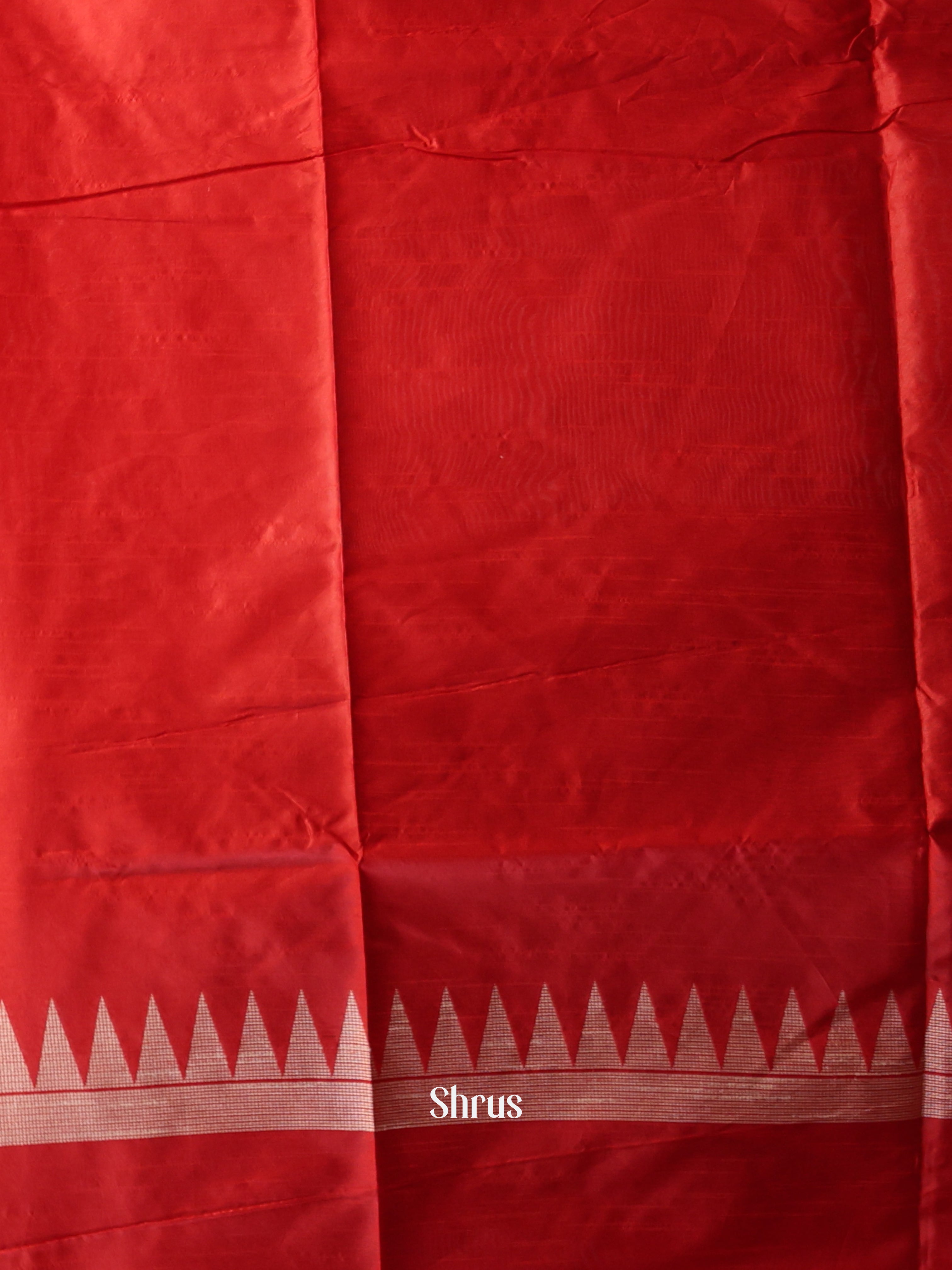 Red - Semi Rawsilk Saree - Shop on Shrus.com