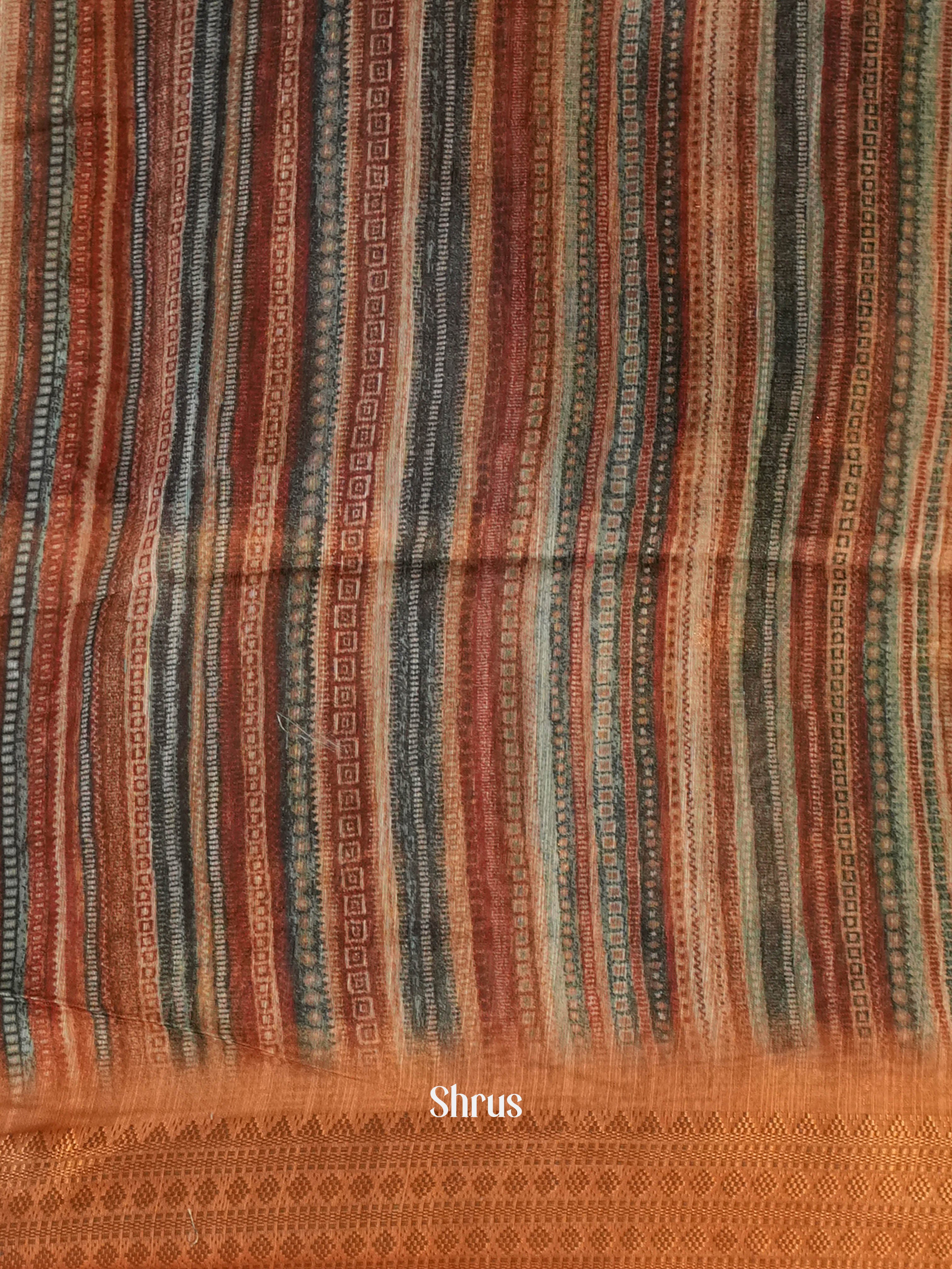 Brown - Semi Jute Saree - Shop on Shrus.com