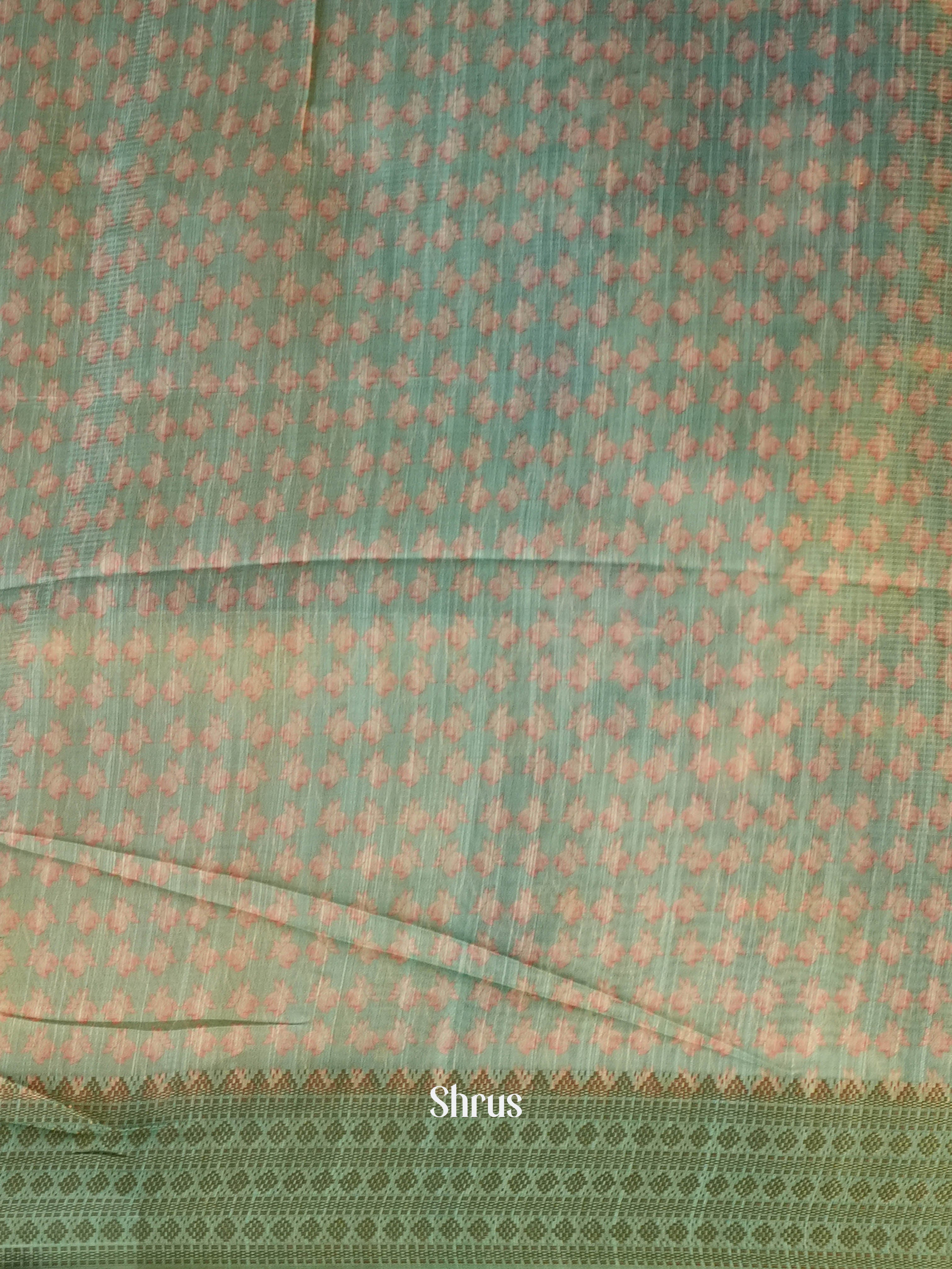 Green - Semi Jute Saree - Shop on Shrus.com