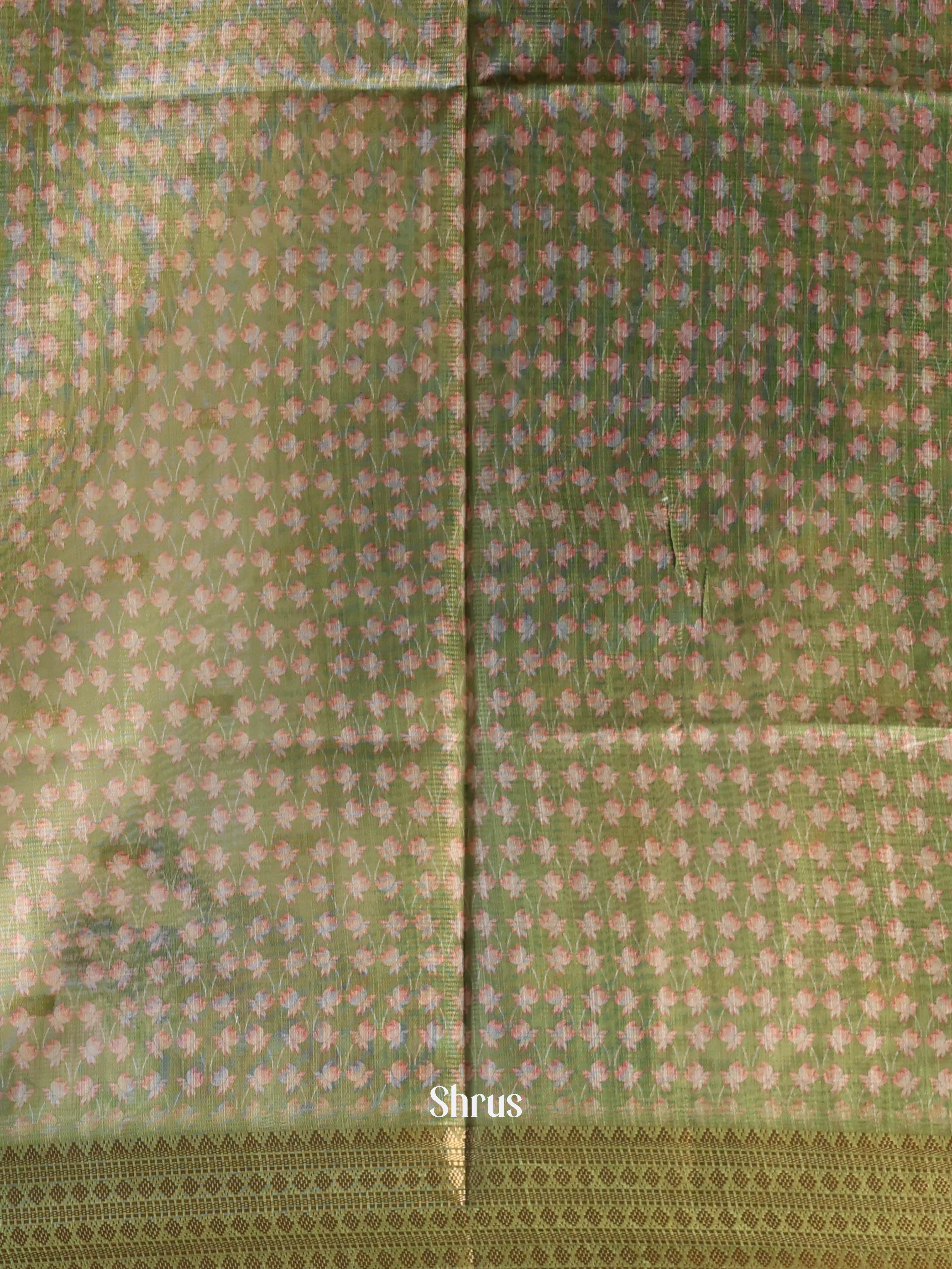 Green - Semi Jute Saree - Shop on Shrus.com
