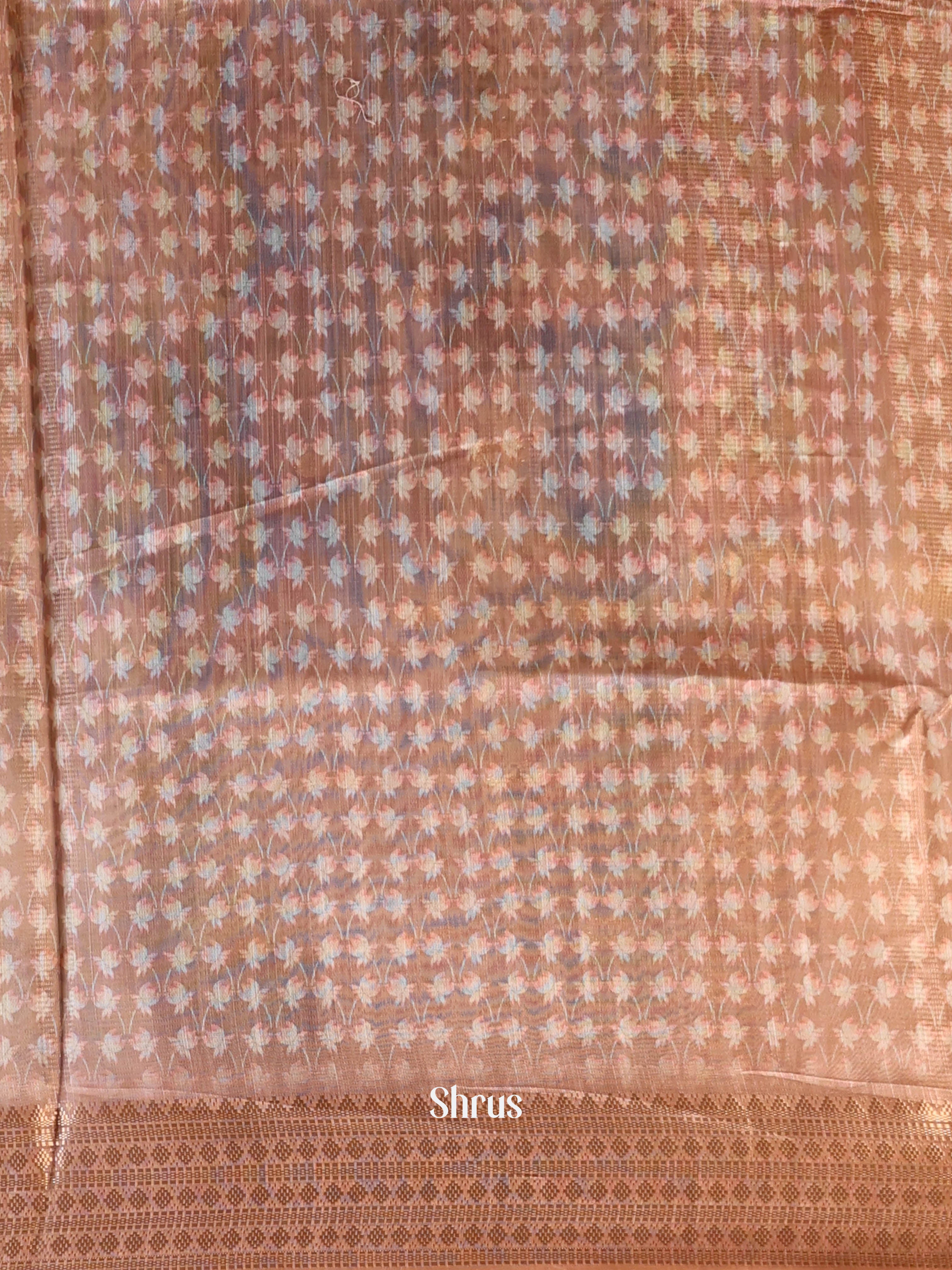 Peach - Semi Jute Saree - Shop on Shrus.com