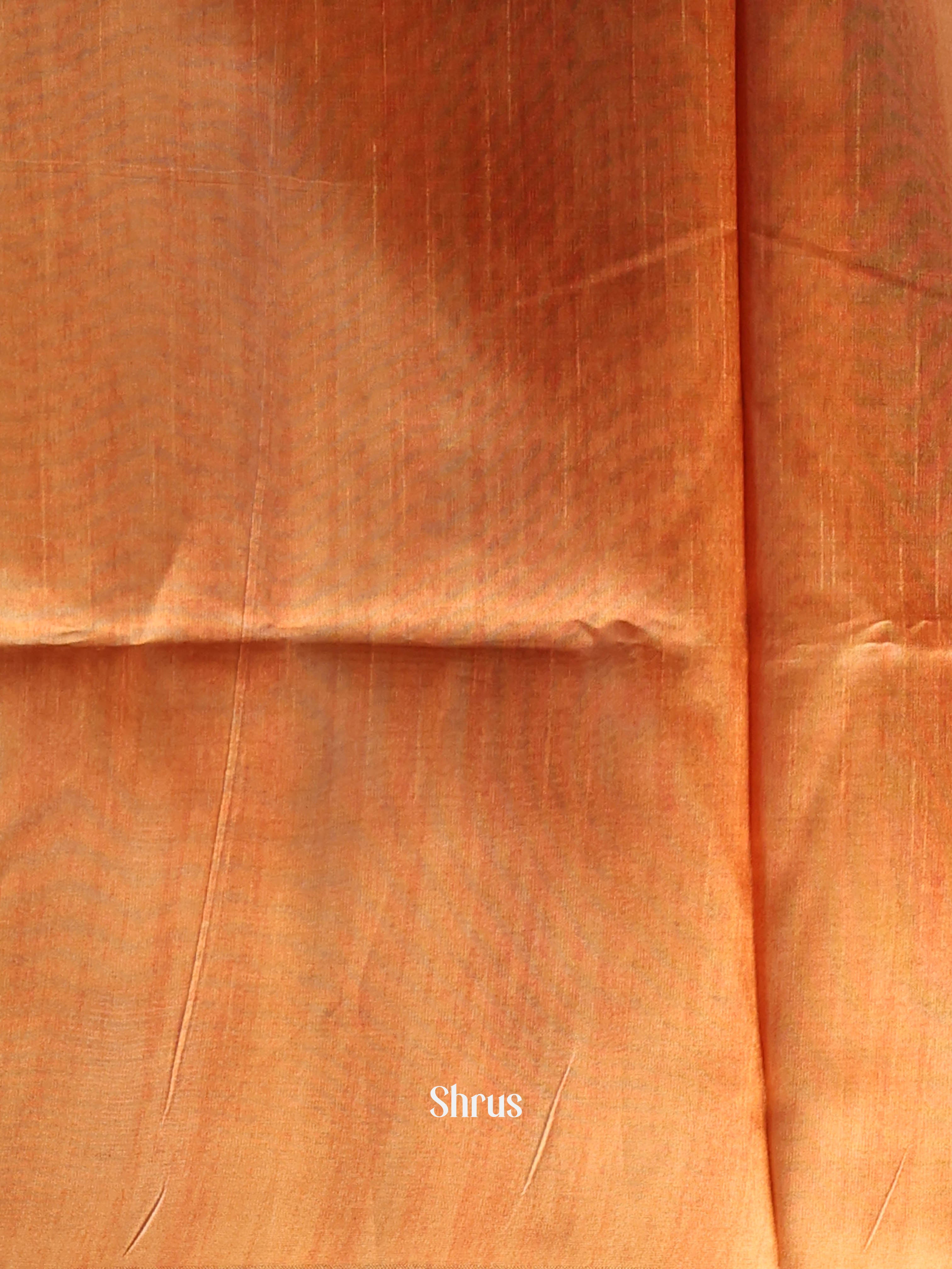 Blue & Orange - Semi Jute Saree - Shop on Shrus.com