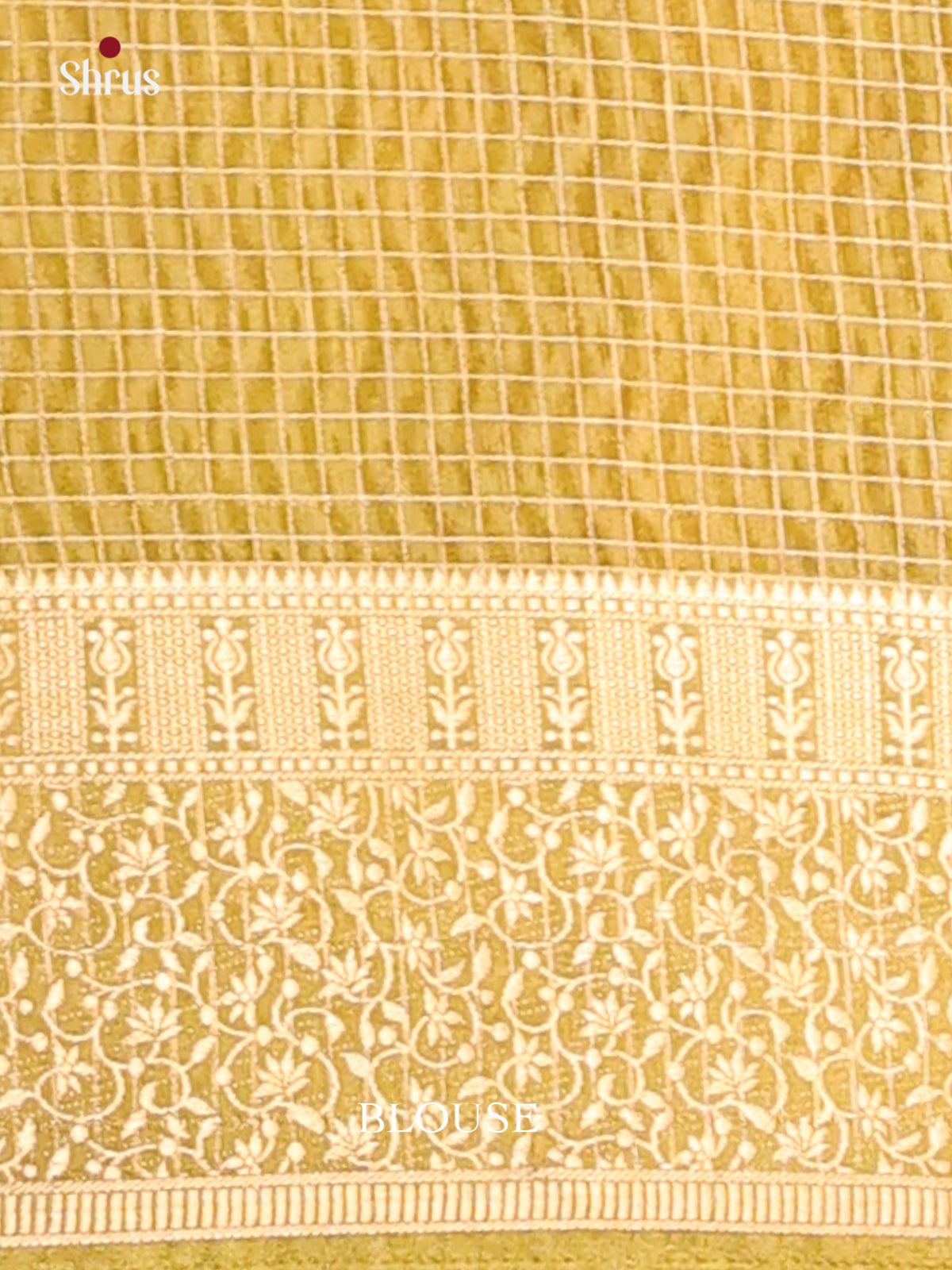 Brown with Mehandi green - Semi Chanderi - CIS15050 - Shop on Shrus.com