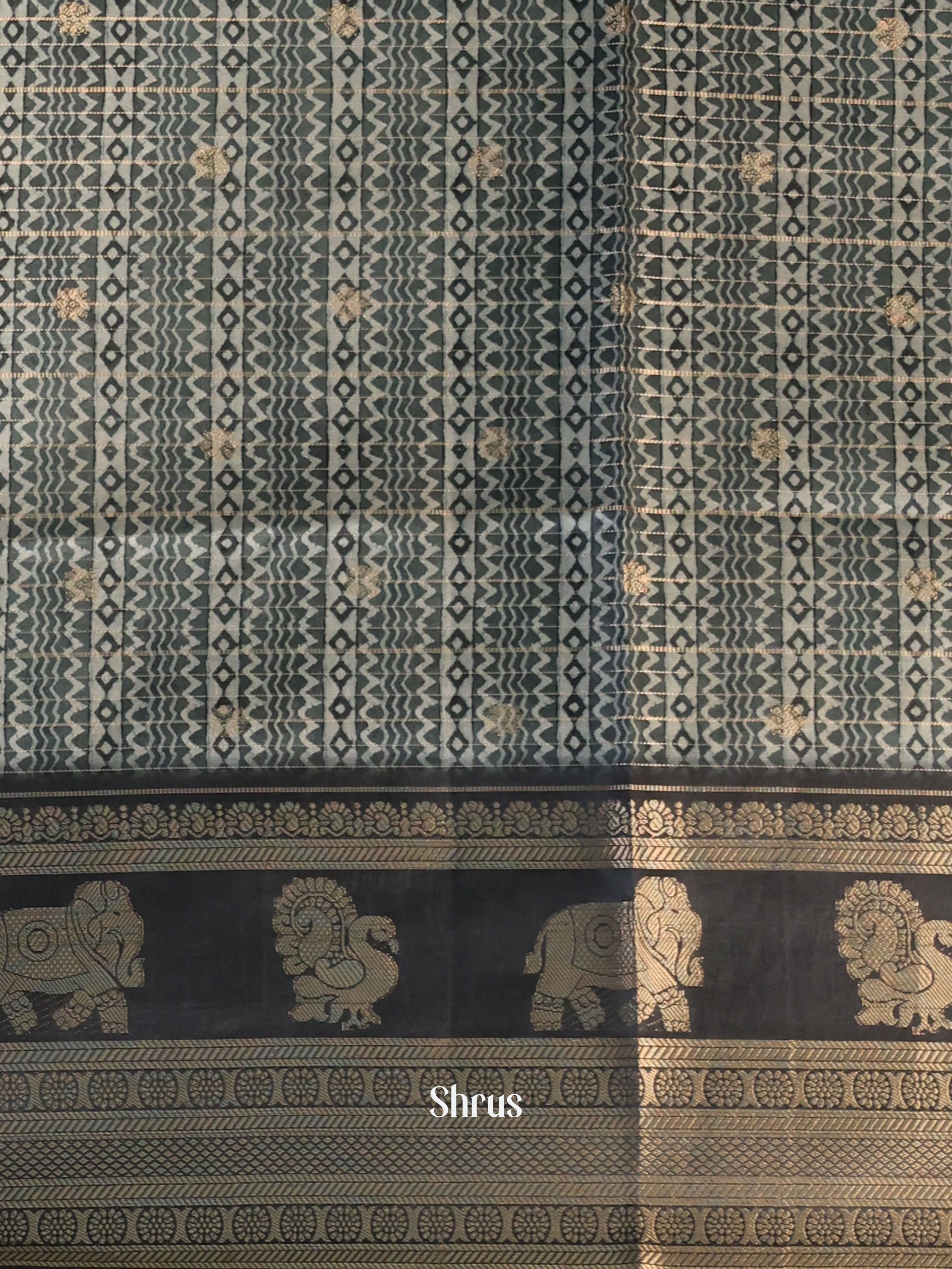 Lite Blue - Printed Semi Tussar Saree - Shop on Shrus.com