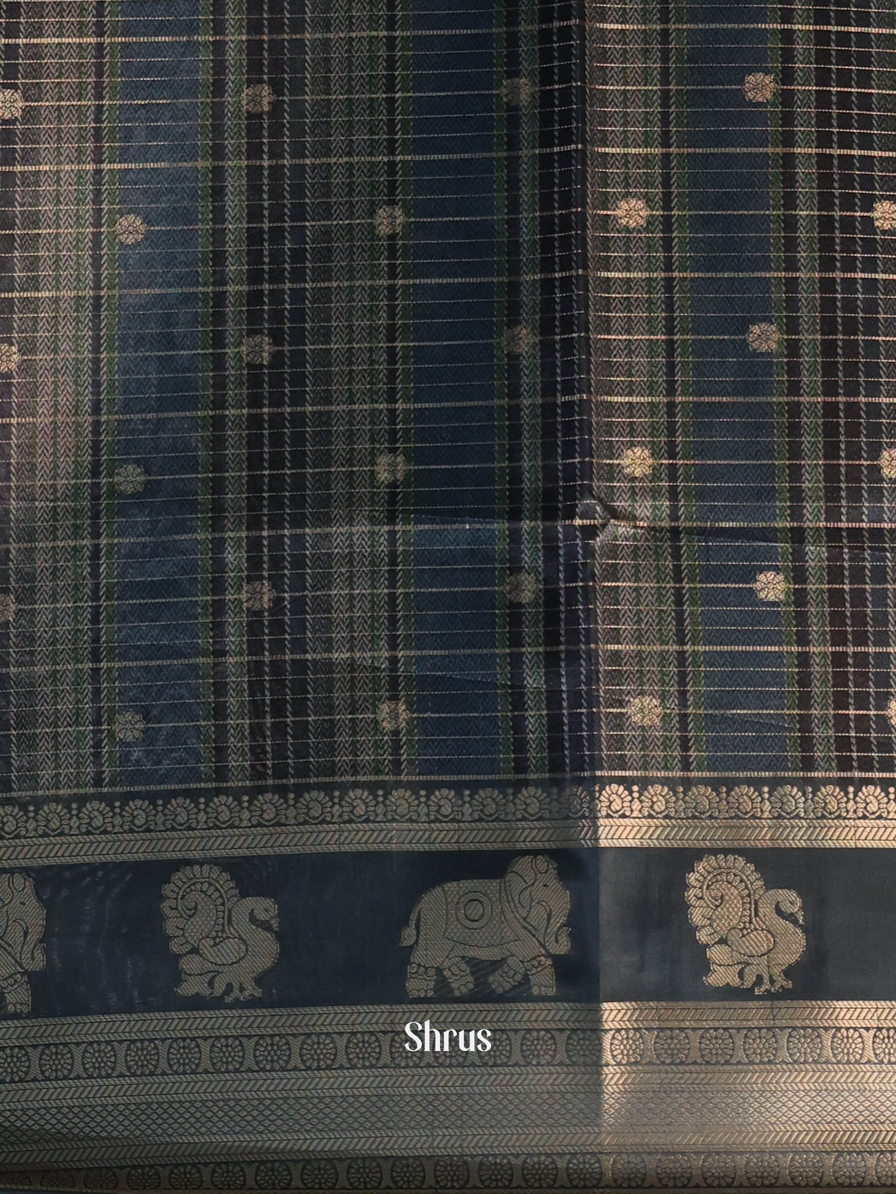 Blue - Printed Semi Tussar Saree - Shop on Shrus.com