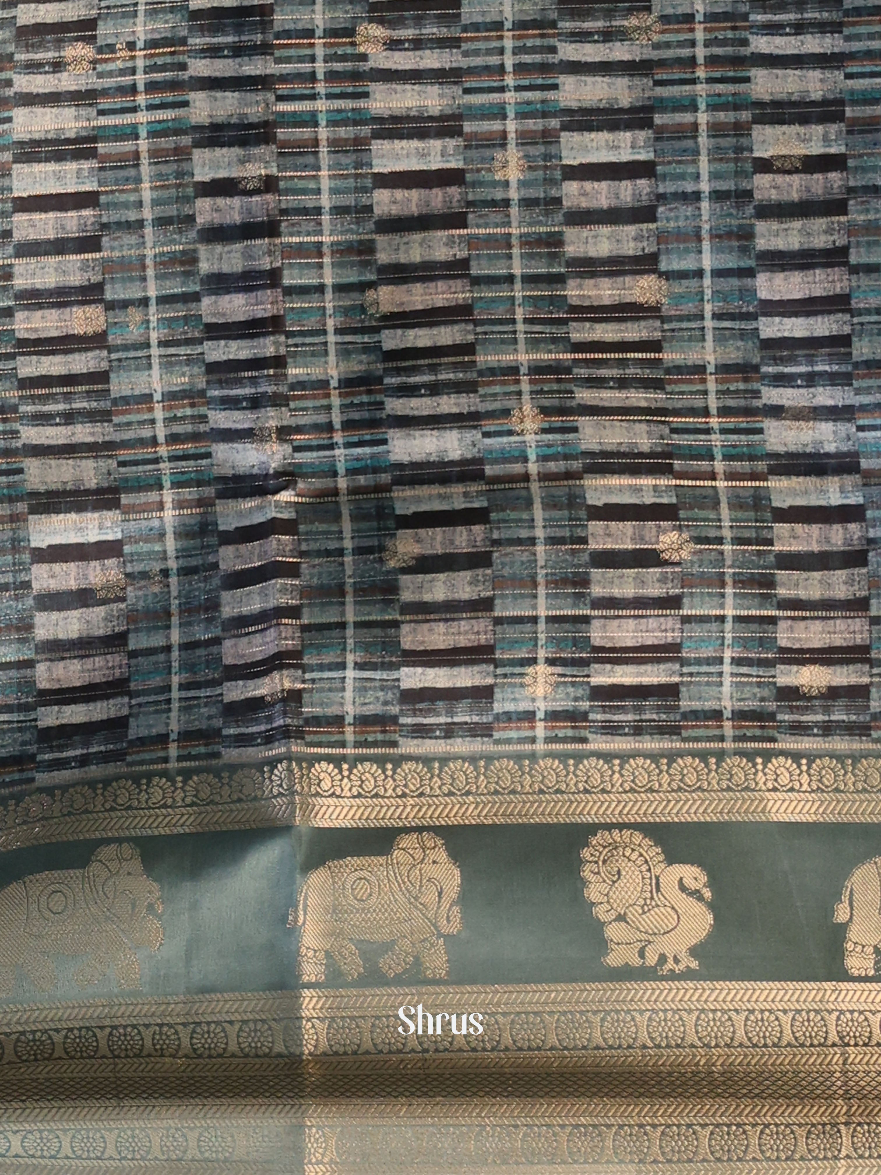 Lite Blue - Printed Semi Tussar Saree - Shop on Shrus.com