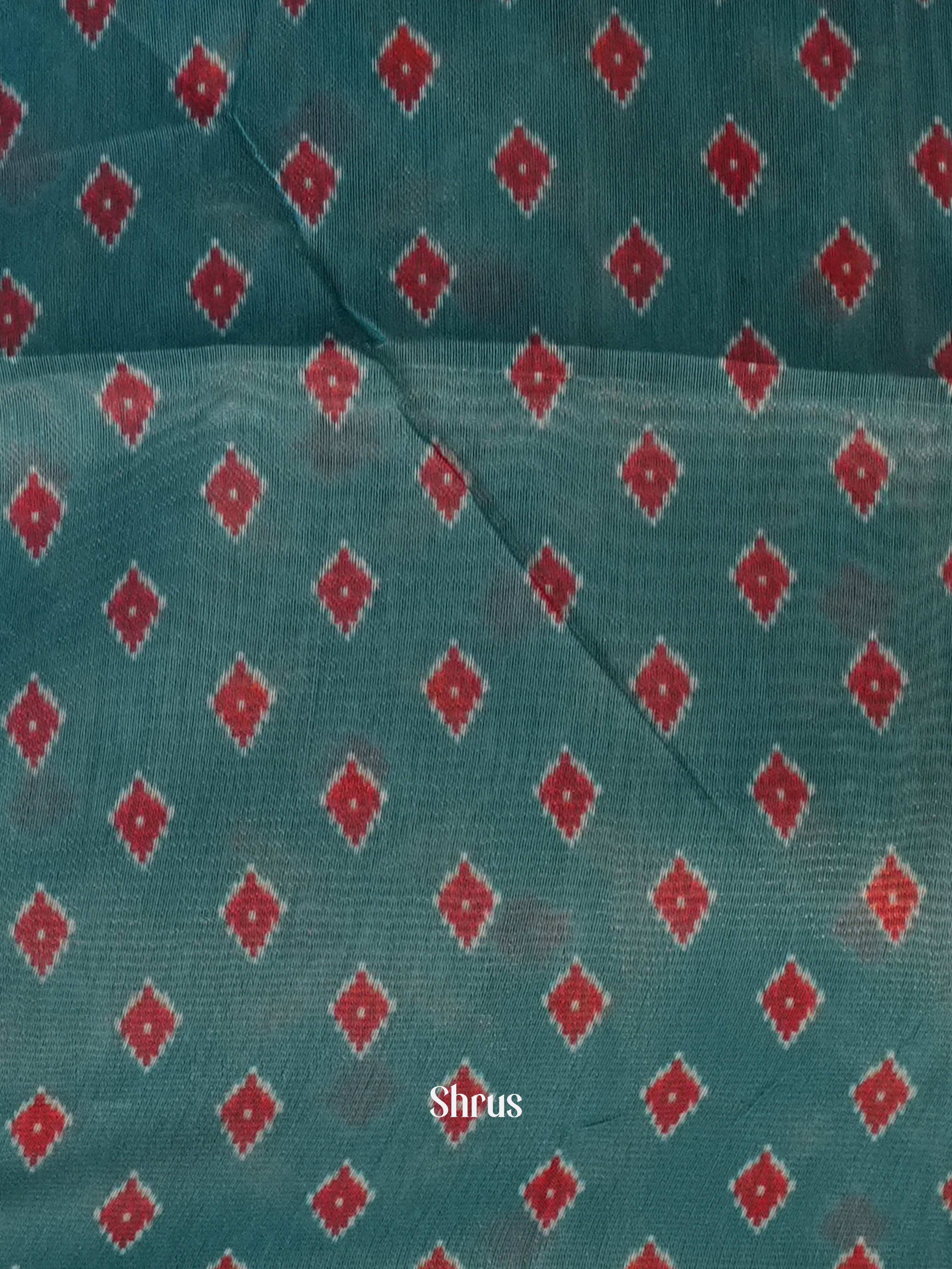 Onion Pink & Teal - Semi Jute Saree - Shop on Shrus.com