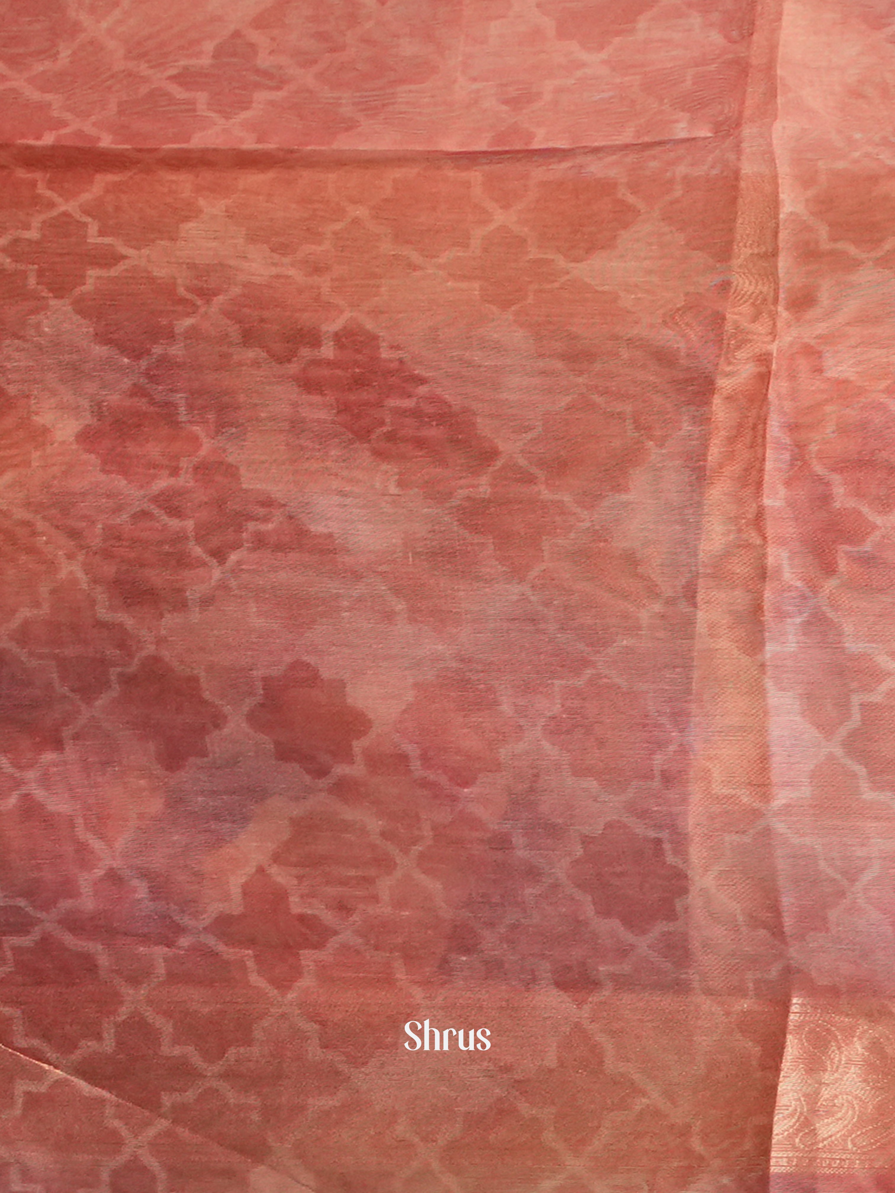 Peach & Grey- Semi Jute Saree - Shop on Shrus.com